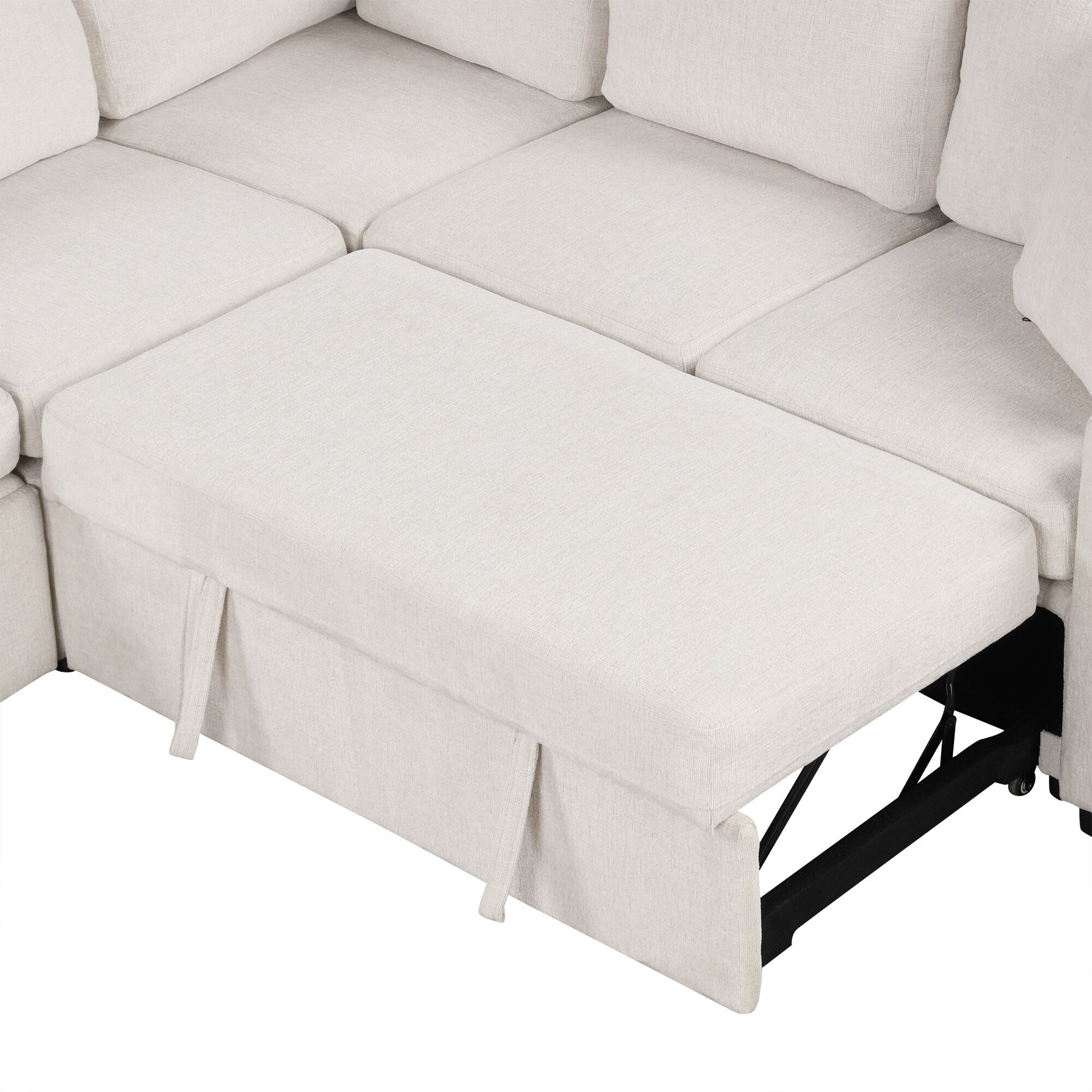 108 Inch Modular UâShaped Sectional Sofa with Pull Out Sleeper, USB Ports and Dual Cup Holders for Living Room
