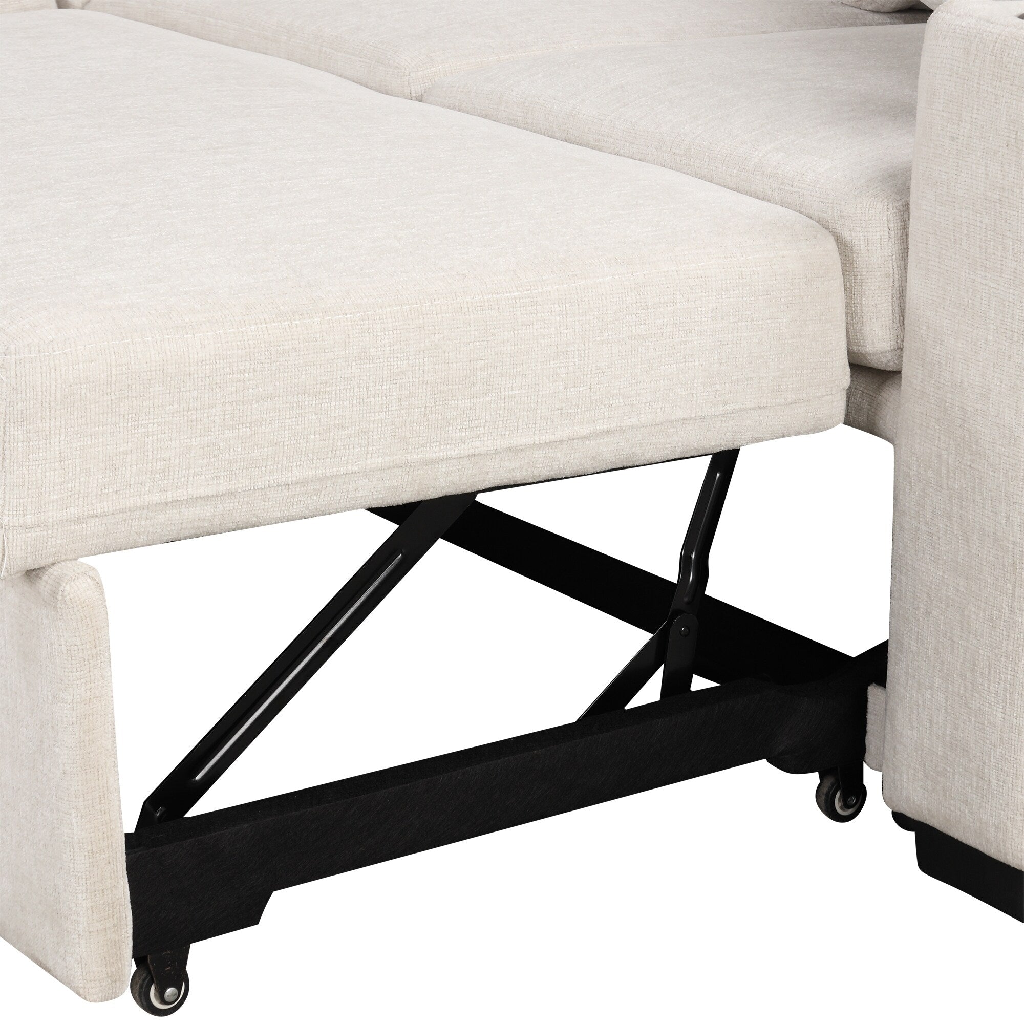 108 Inch Modular UâShaped Sectional Sofa with Pull Out Sleeper, USB Ports and Dual Cup Holders for Living Room