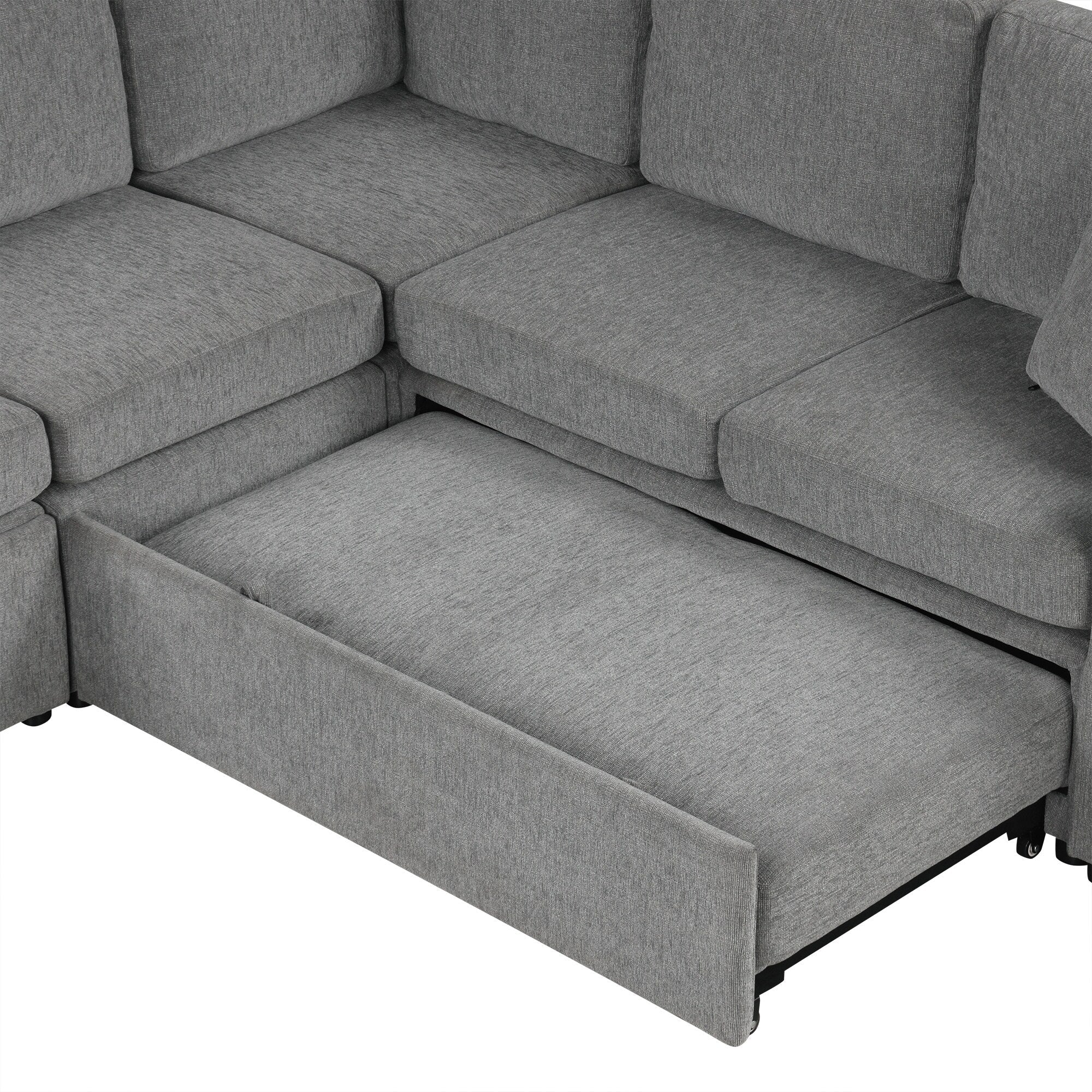 108 Inch Modular UâShaped Sectional Sofa with Pull Out Sleeper, USB Ports and Dual Cup Holders for Living Room