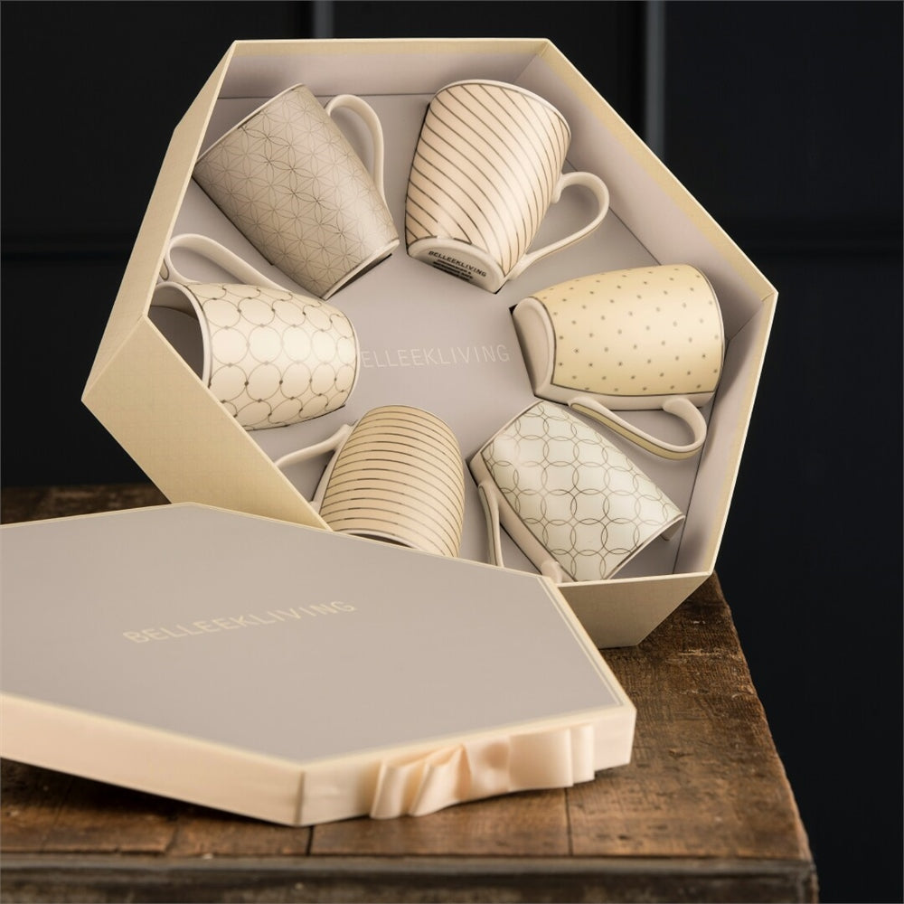 Belldine Living Geometric Pastles 6 Mugs Hexagon Box