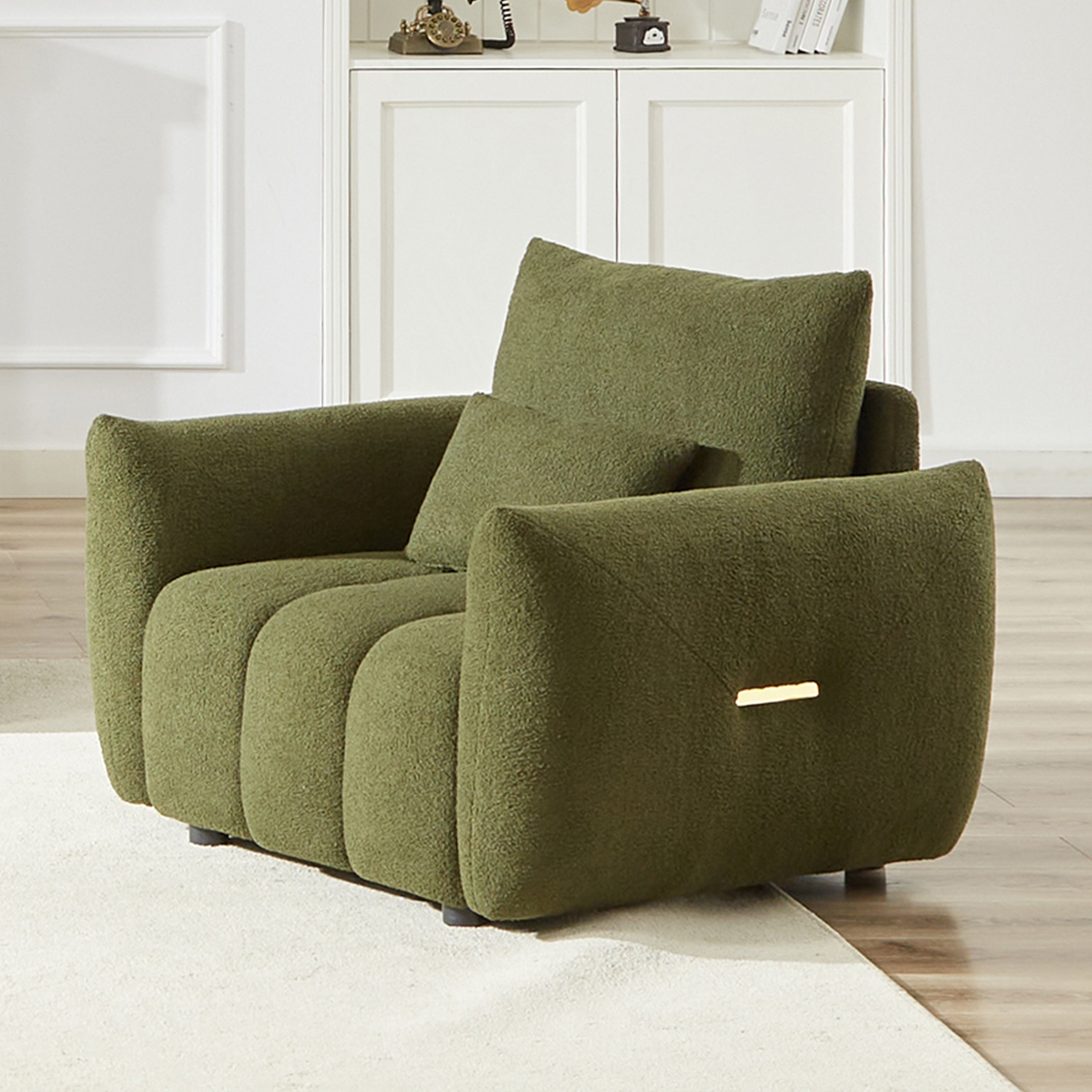 36.8'' Teddy Fabric Sofa, Modern Lounge Chair for Apartment, Office, Living Room and Bedroom green