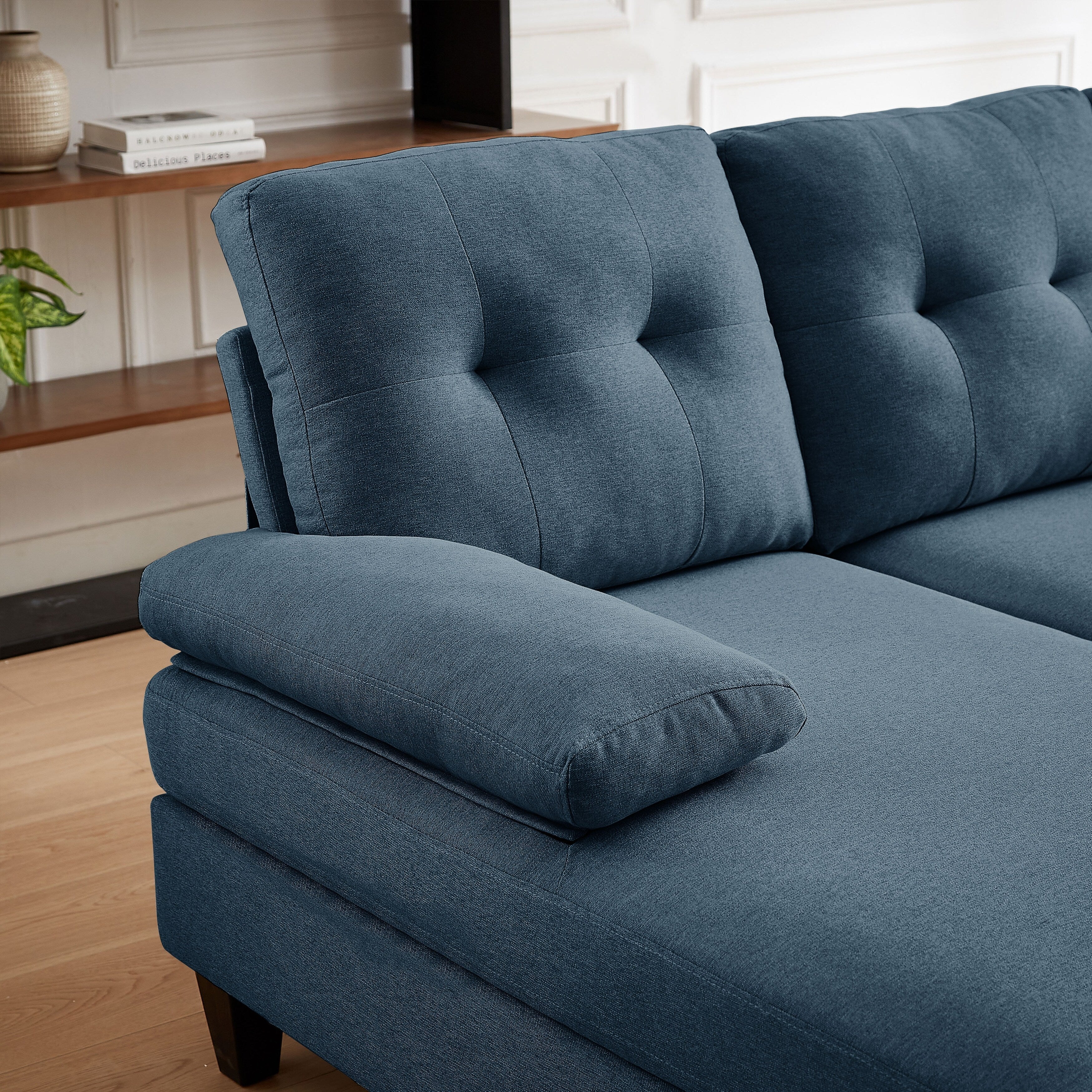 4 Seat U Shaped Sectional Sofa Couch with Double Chaise for Living Room