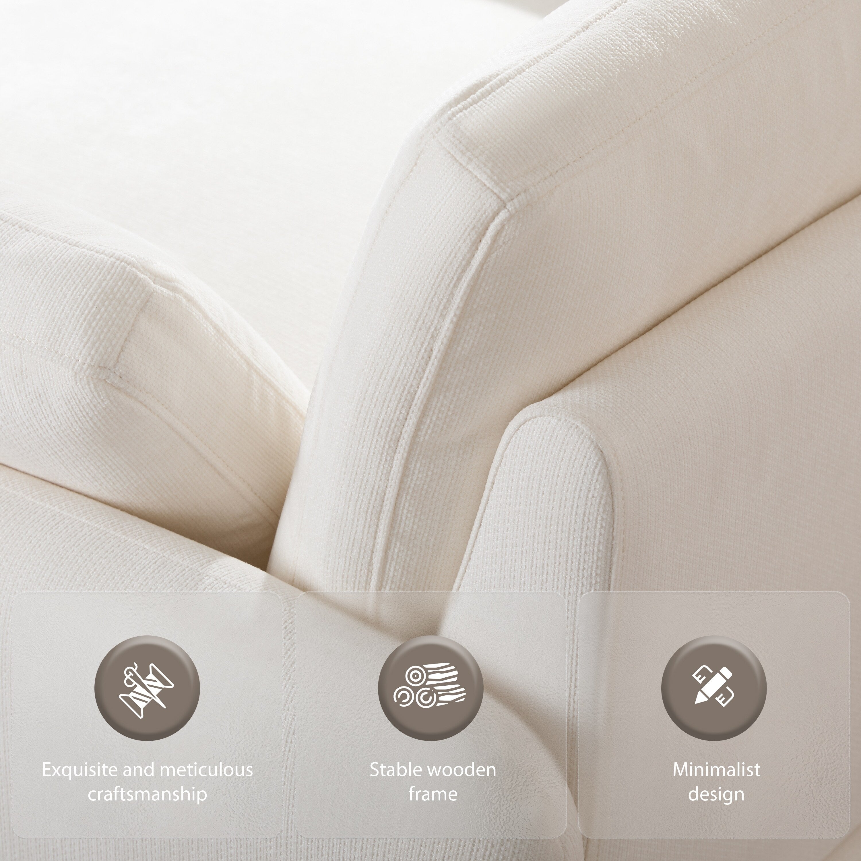 50*43 Oversized Chenille Single Sofa Chair,Wide and Deep Seat Accent Chair,Modern Upholstered Comfy Armchair