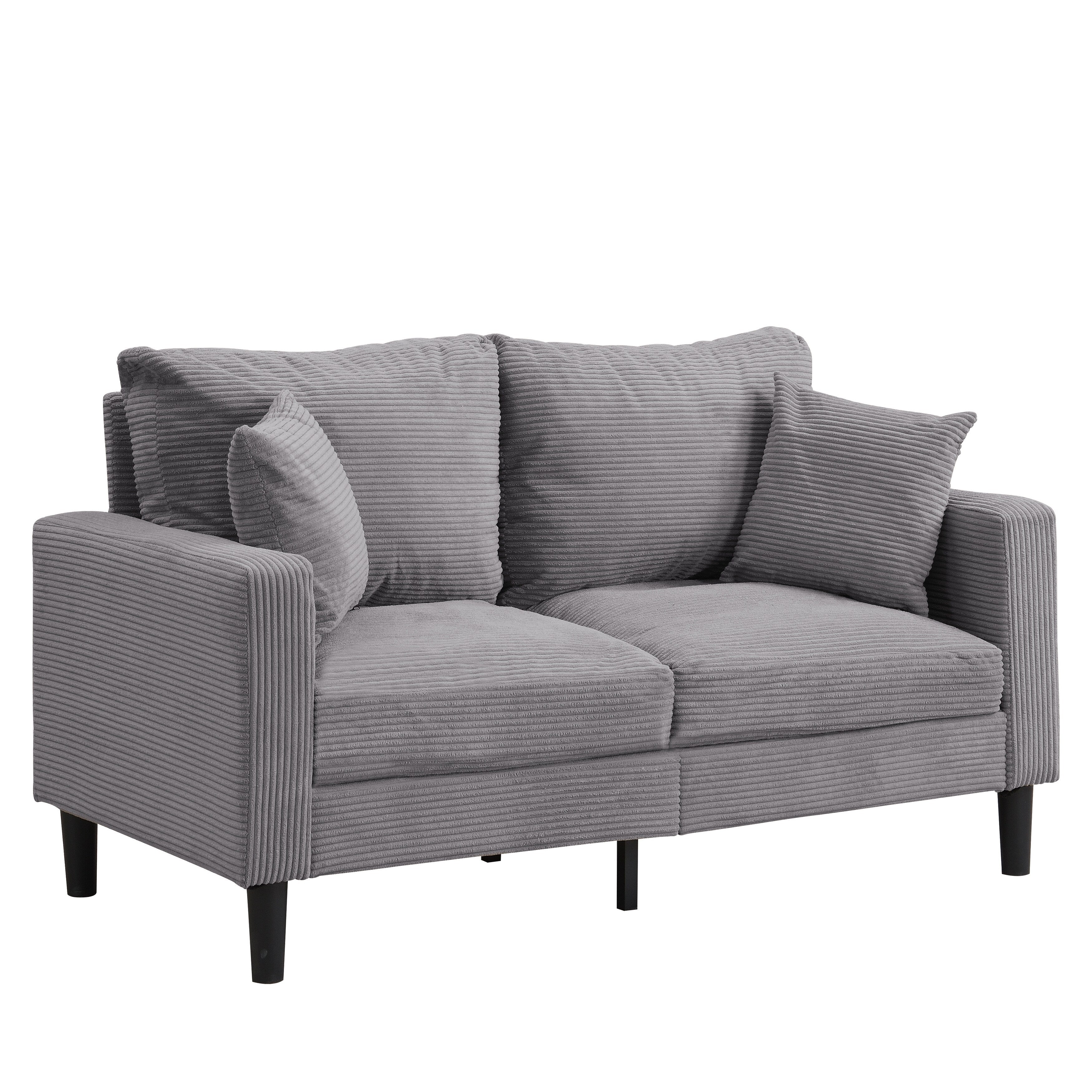 57 inch High Resilience Loveseat Wooden Frame 2 Seat Comfy Small Space Modern Upholstered Light Gray