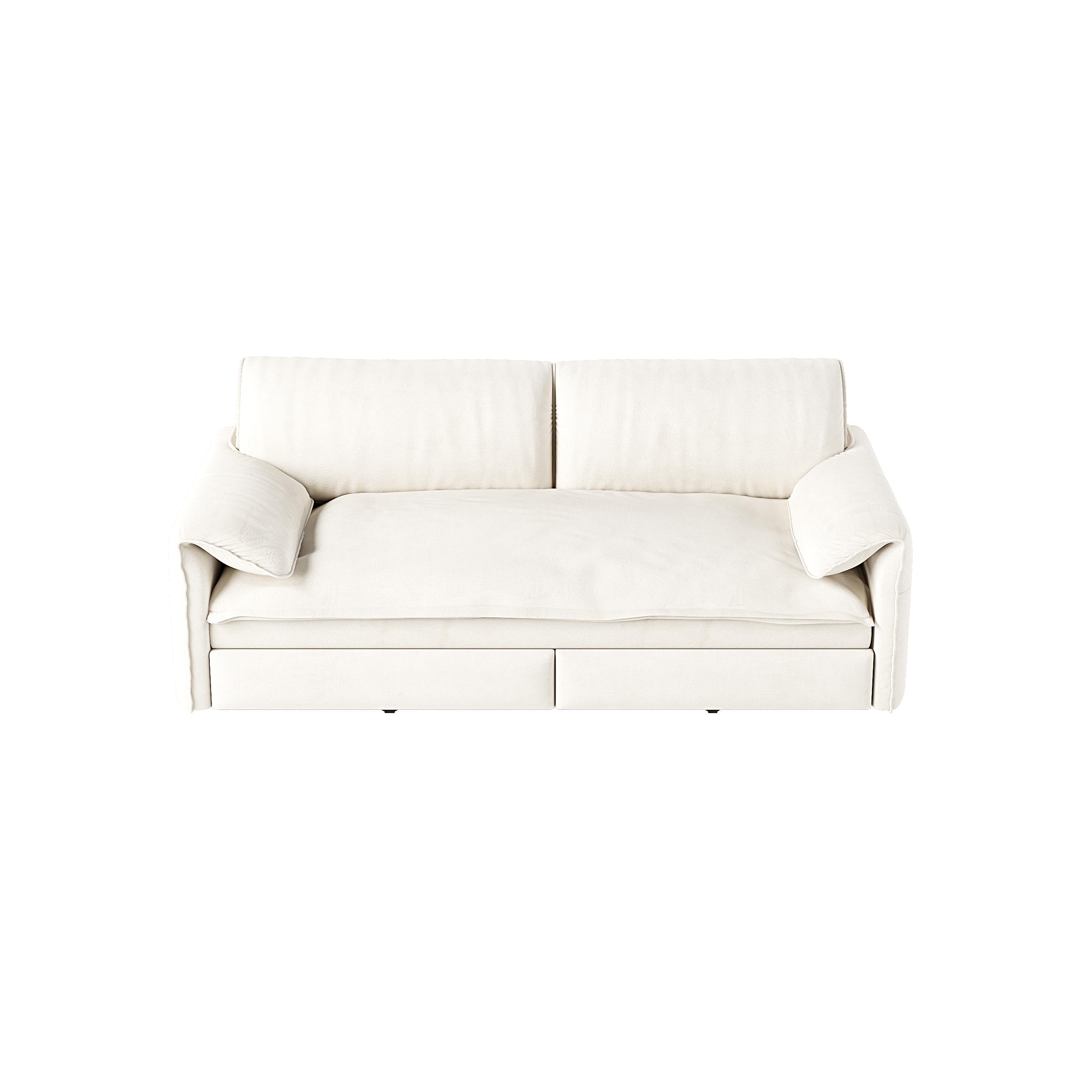 66 Queen Pull Out Sofa Bed, 3-in-1 Convertible Sleeper Sofa with Side Storage,Multi-Functional Velvet Loveseat Bed