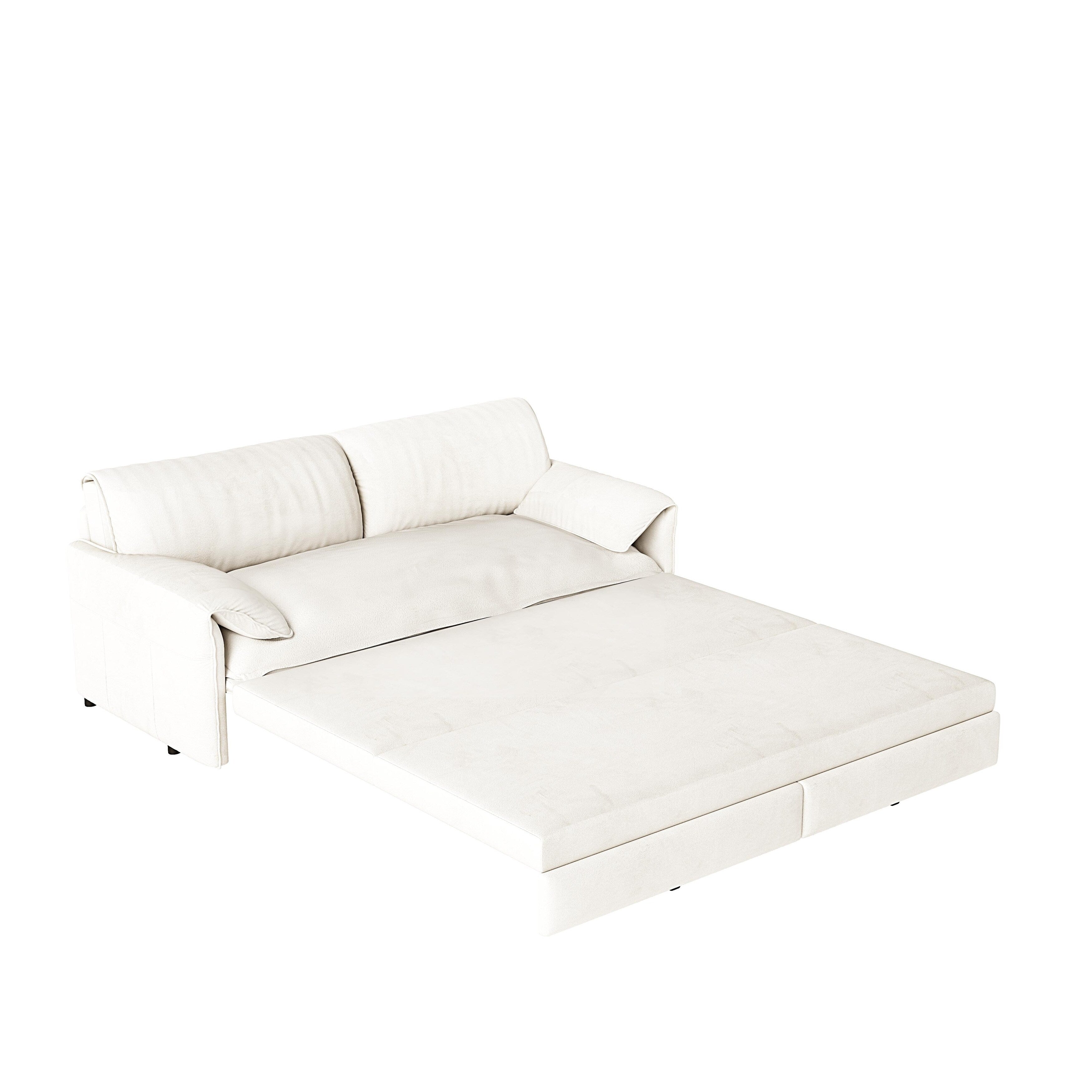 66 Queen Pull Out Sofa Bed, 3-in-1 Convertible Sleeper Sofa with Side Storage,Multi-Functional Velvet Loveseat Bed
