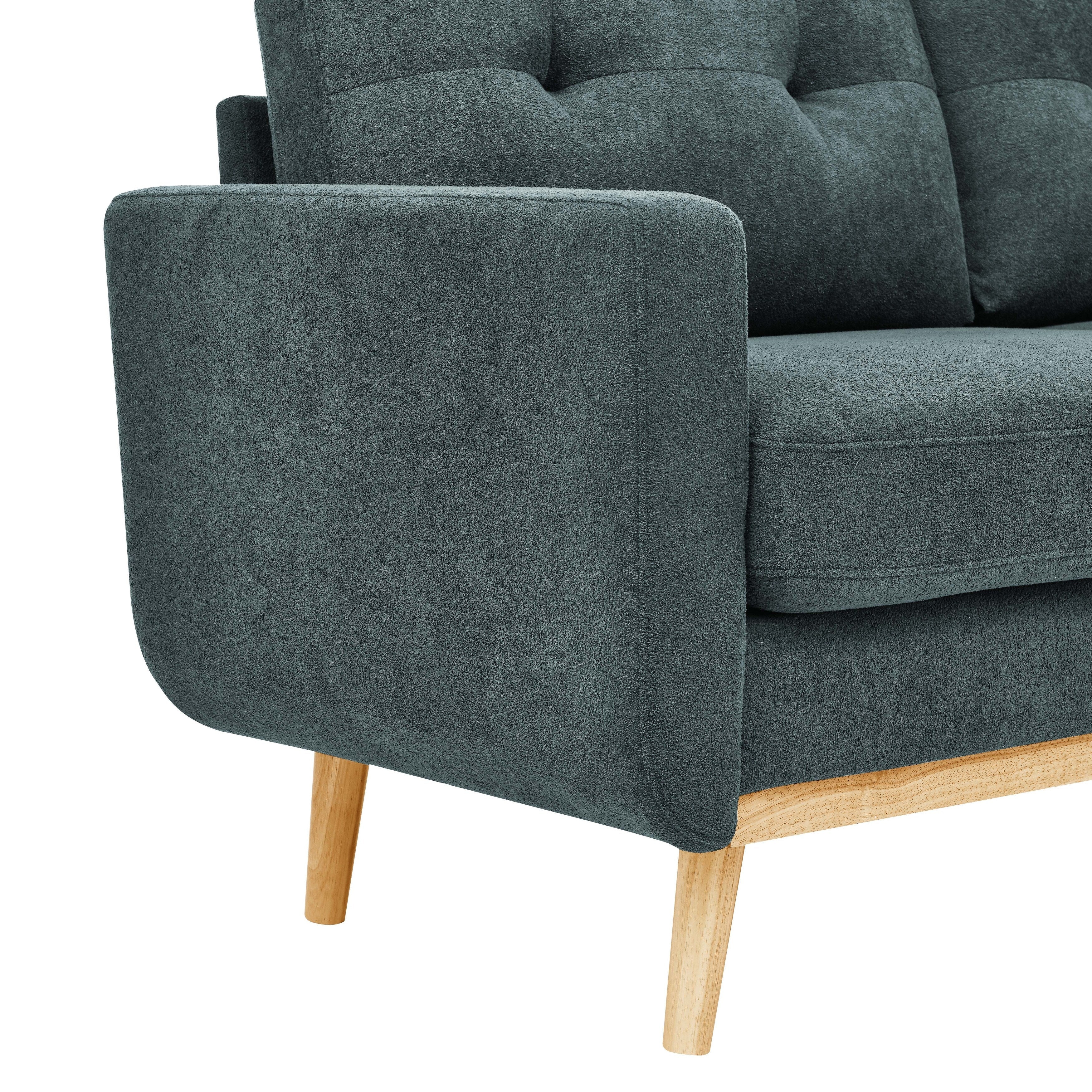 67.7 Mid-Century Tufted Loveseat with Wood Legs - 29.5 D x 67.7 W x 34.6 H
