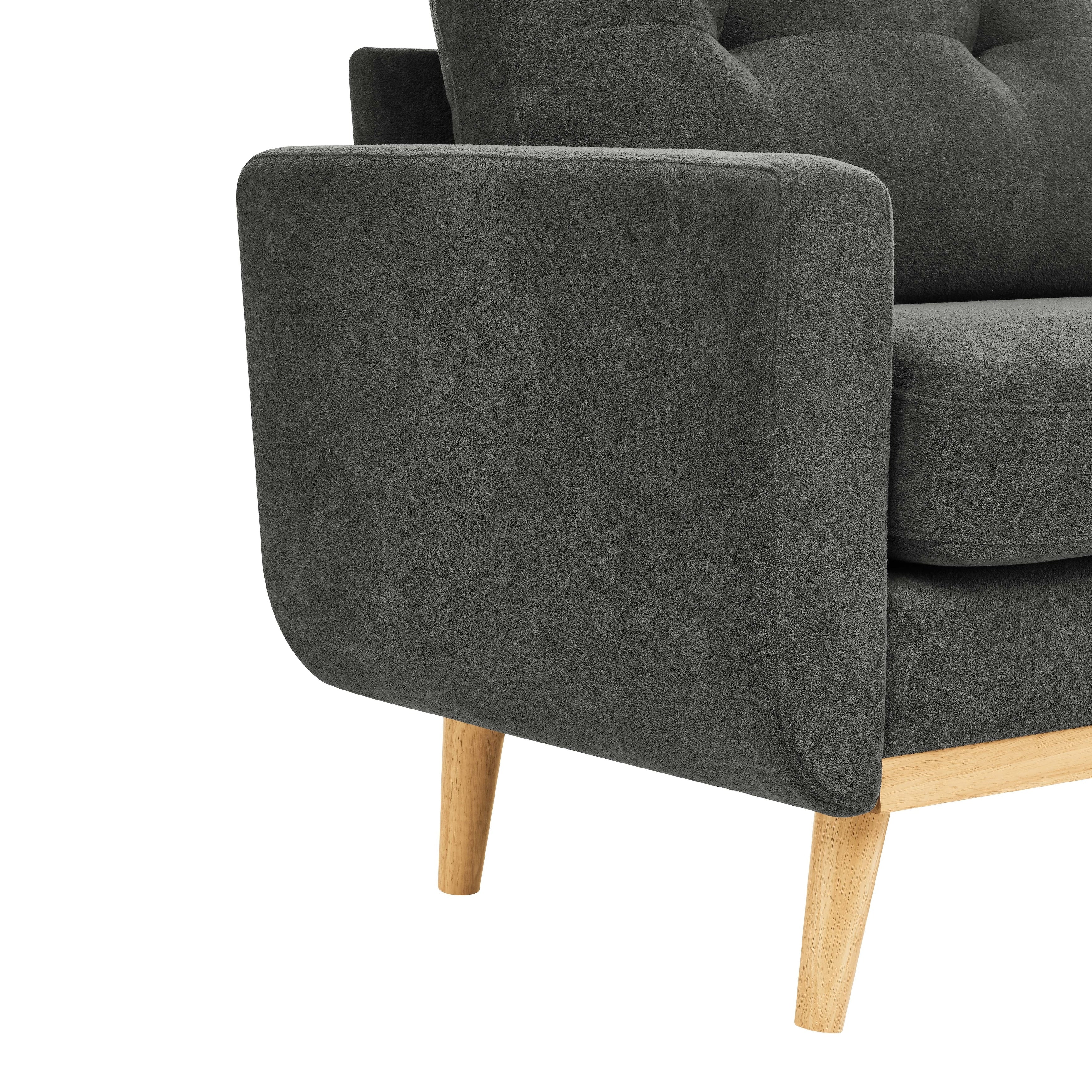 67.7 Mid-Century Tufted Loveseat with Wood Legs - 29.5 D x 67.7 W x 34.6 H