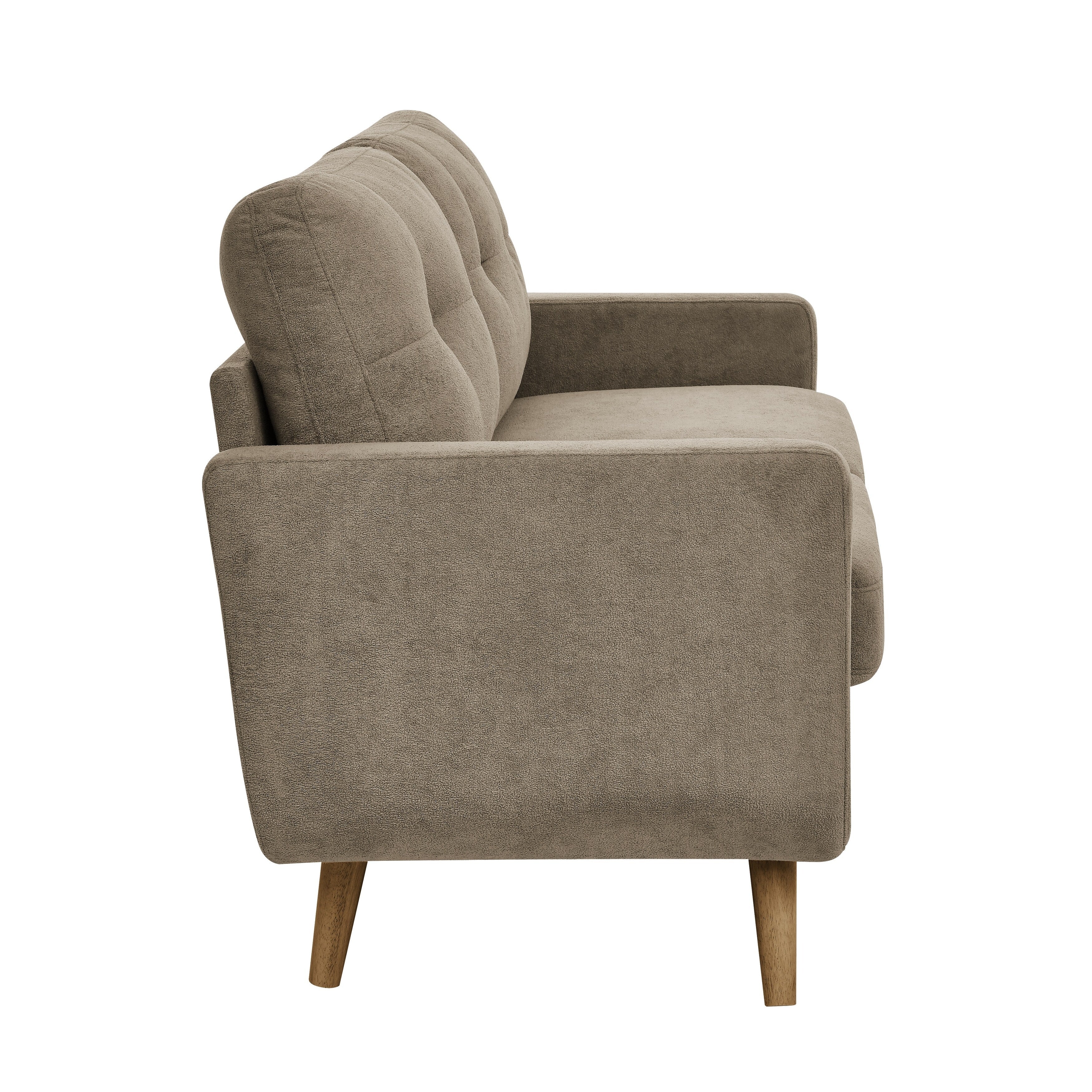 67.7 Wide Mid-Century Modern Upholstered Tufted Loveseat Sofa With Wooden Legs