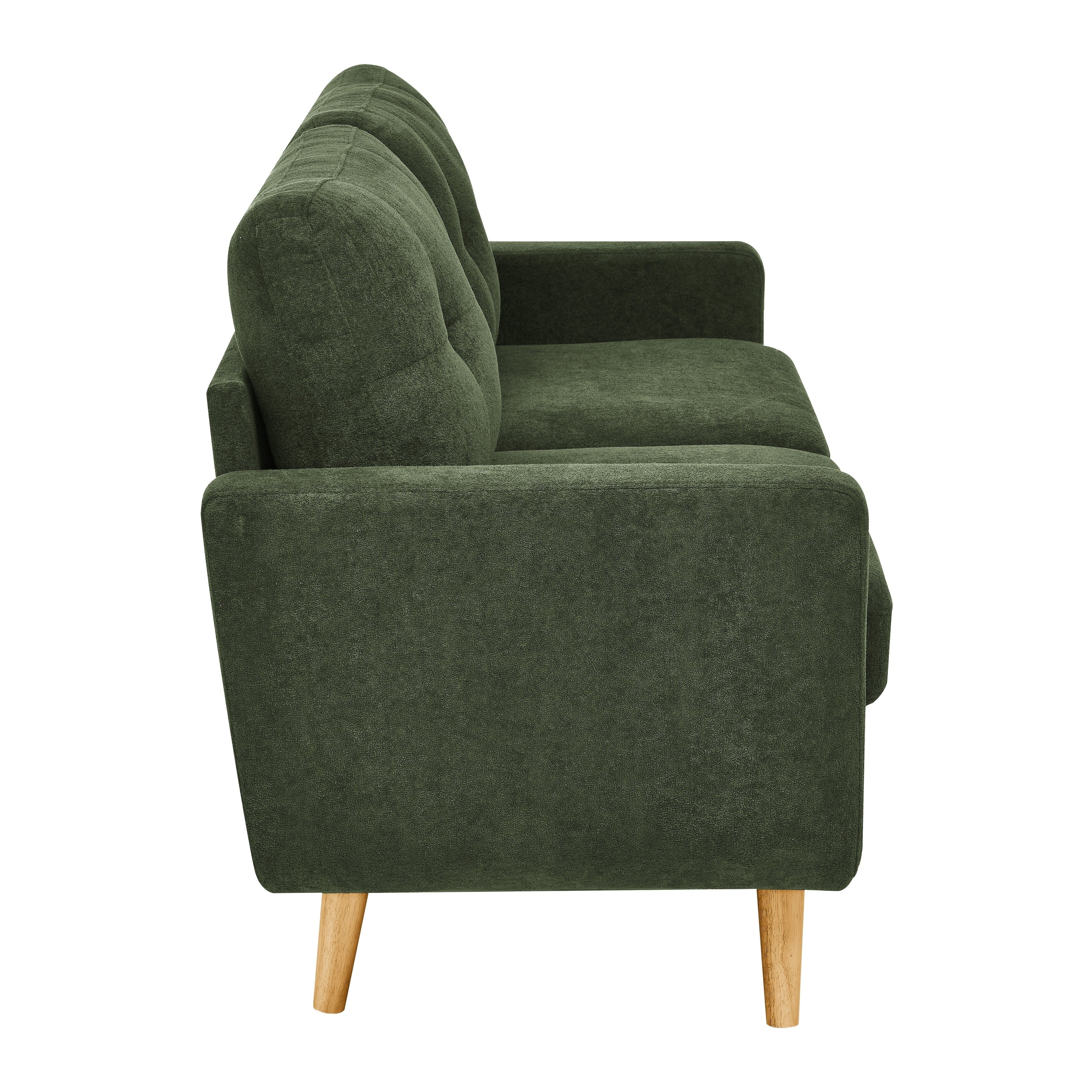 67.7 Wide Mid-Century Modern Upholstered Tufted Loveseat Sofa With Wooden Legs