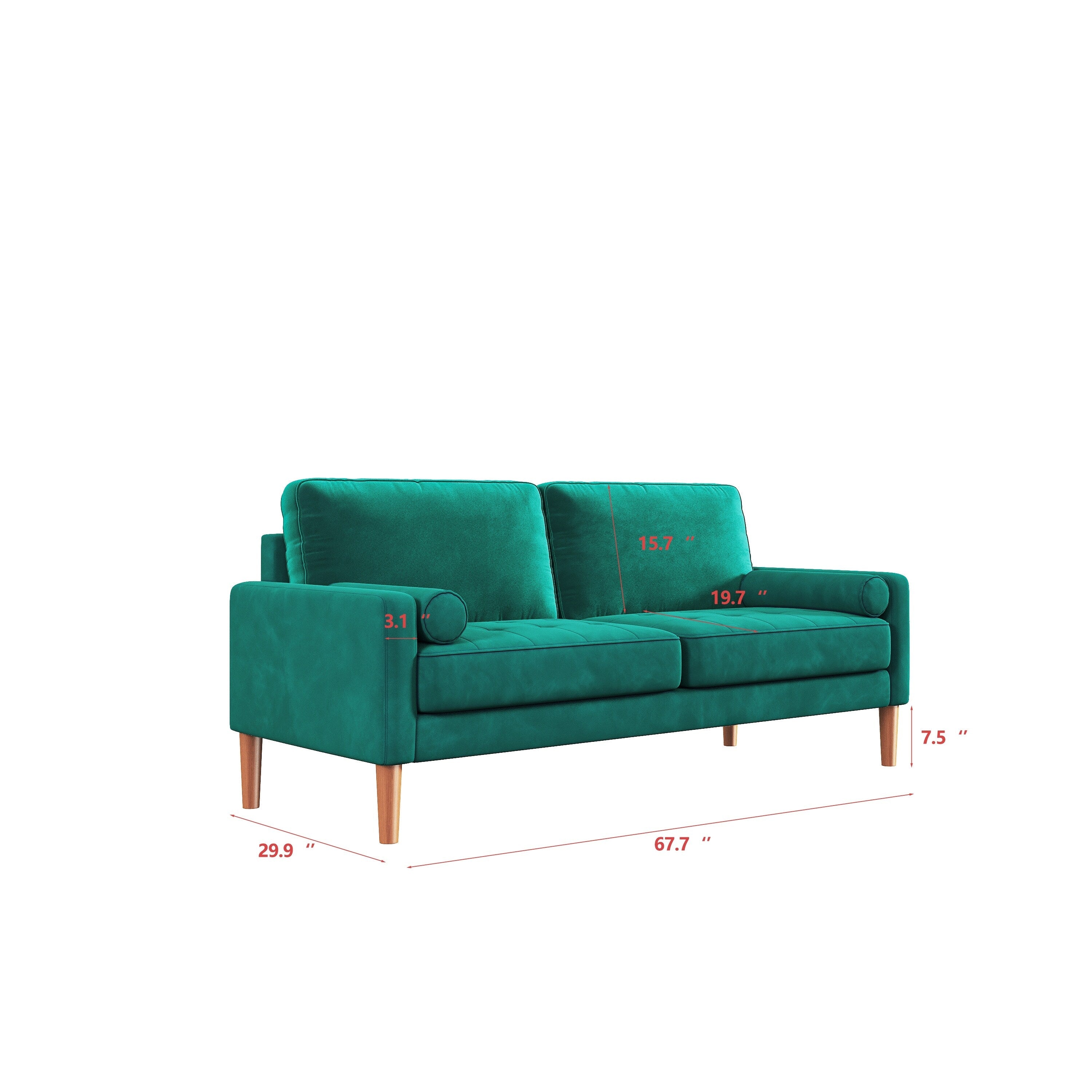 67.7'' Upholstered Loveseat Sofa Couch for Small Spaces with Solid Wood Leg, Tool-Free Assembly