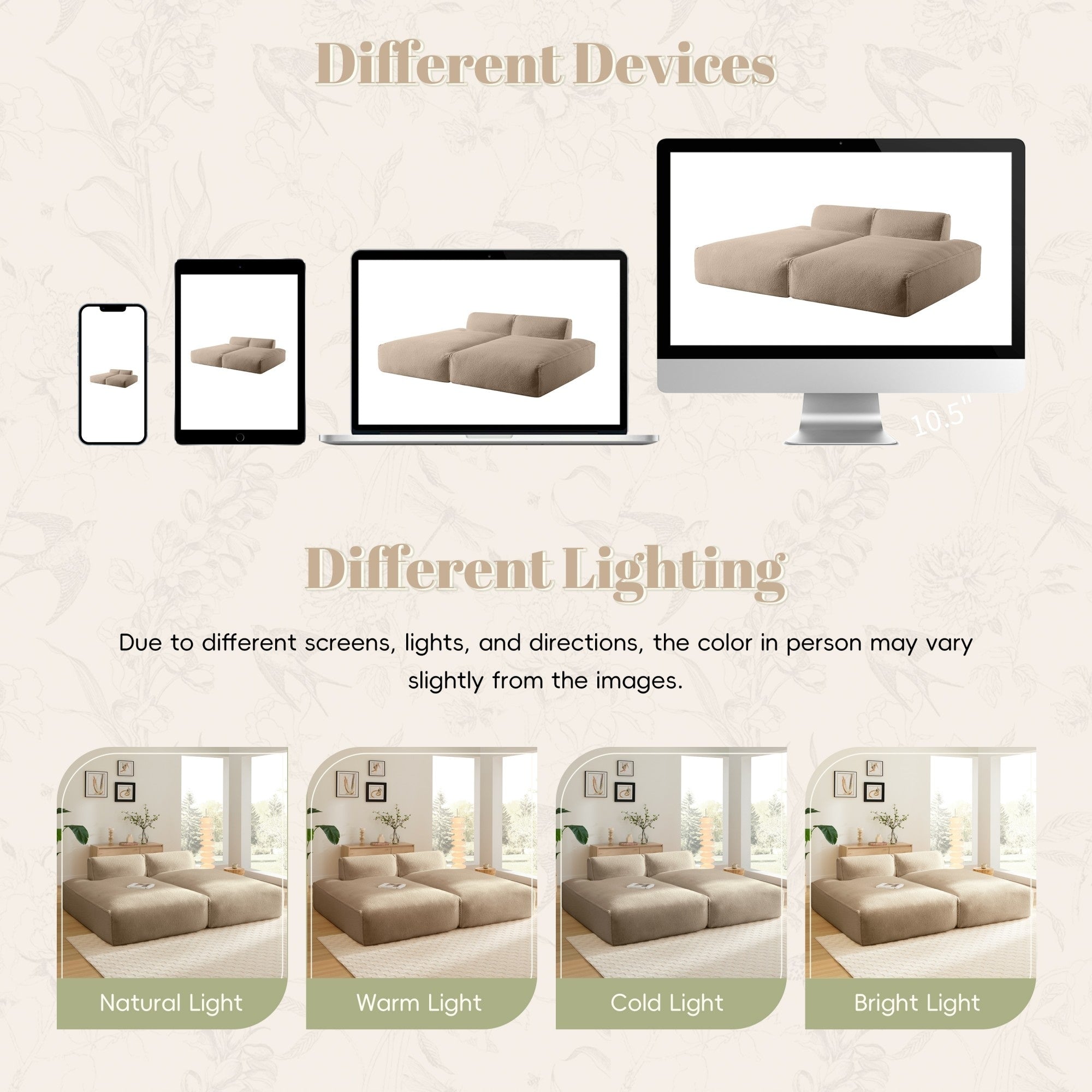 72 Oversized Modular Sofa Compressed Spacious Foam-Filled Sofa Bed