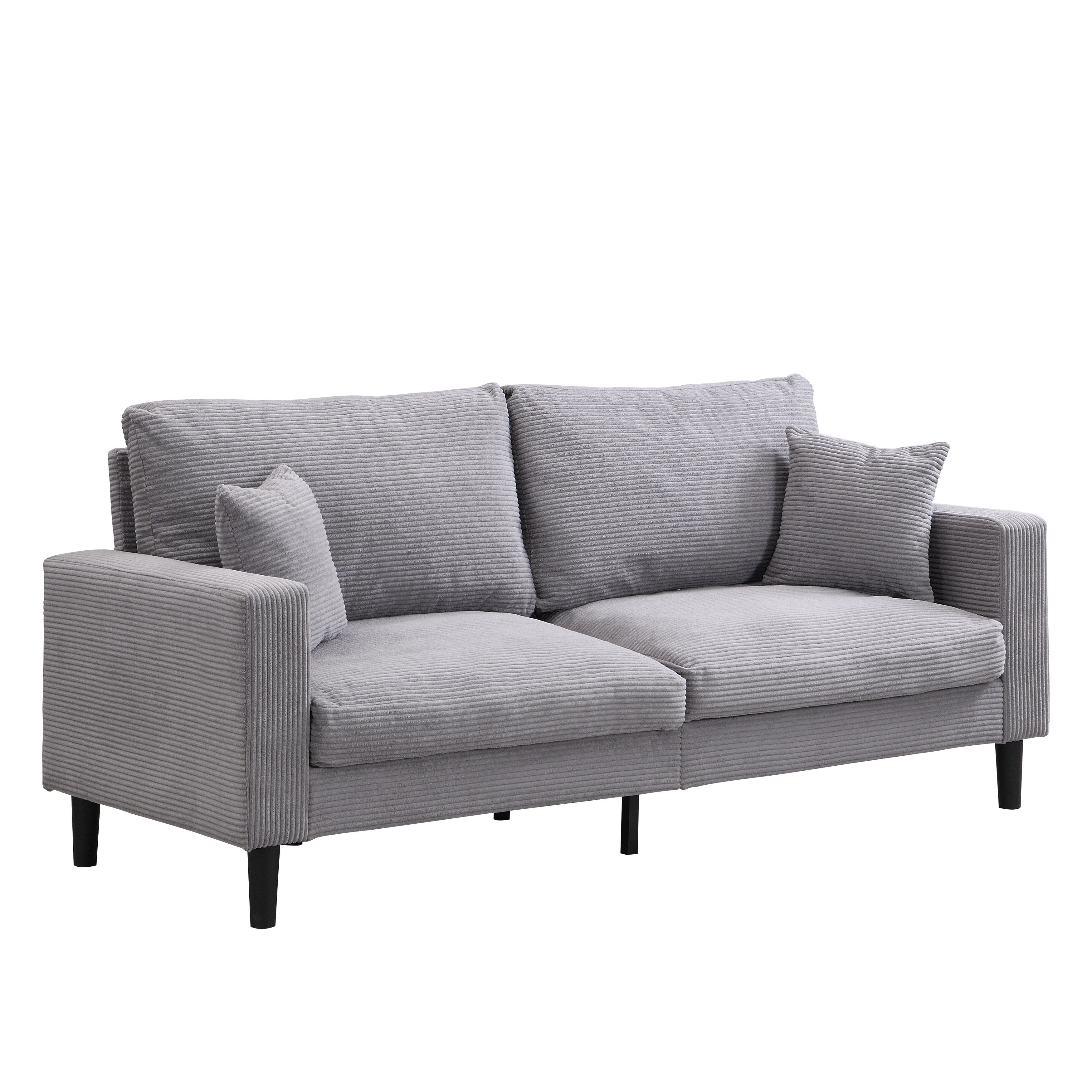 74 inch High Resilience 3 Seater Sofa Wooden Frame Comfy Modern Upholstered Light Gray