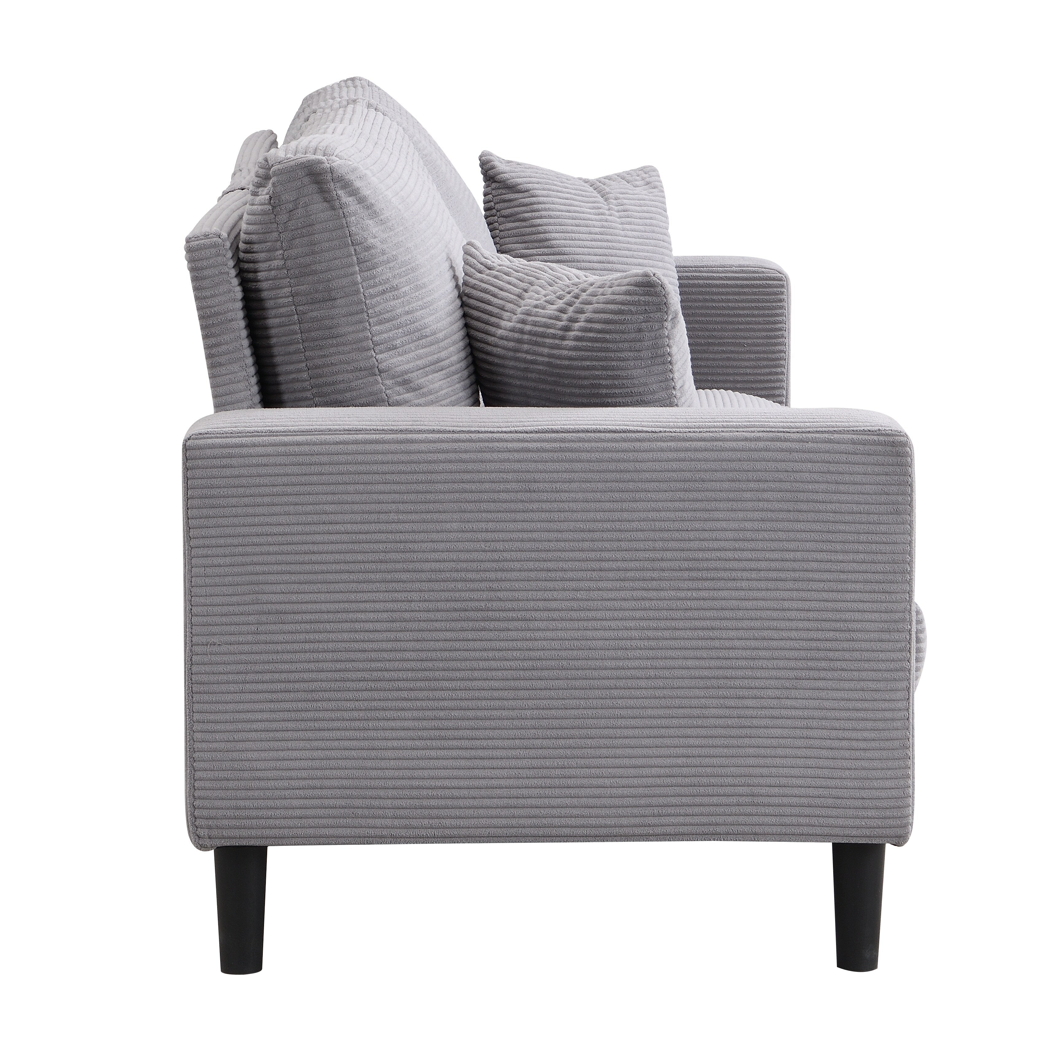 74 inch High Resilience 3 Seater Sofa Wooden Frame Comfy Modern Upholstered Light Gray