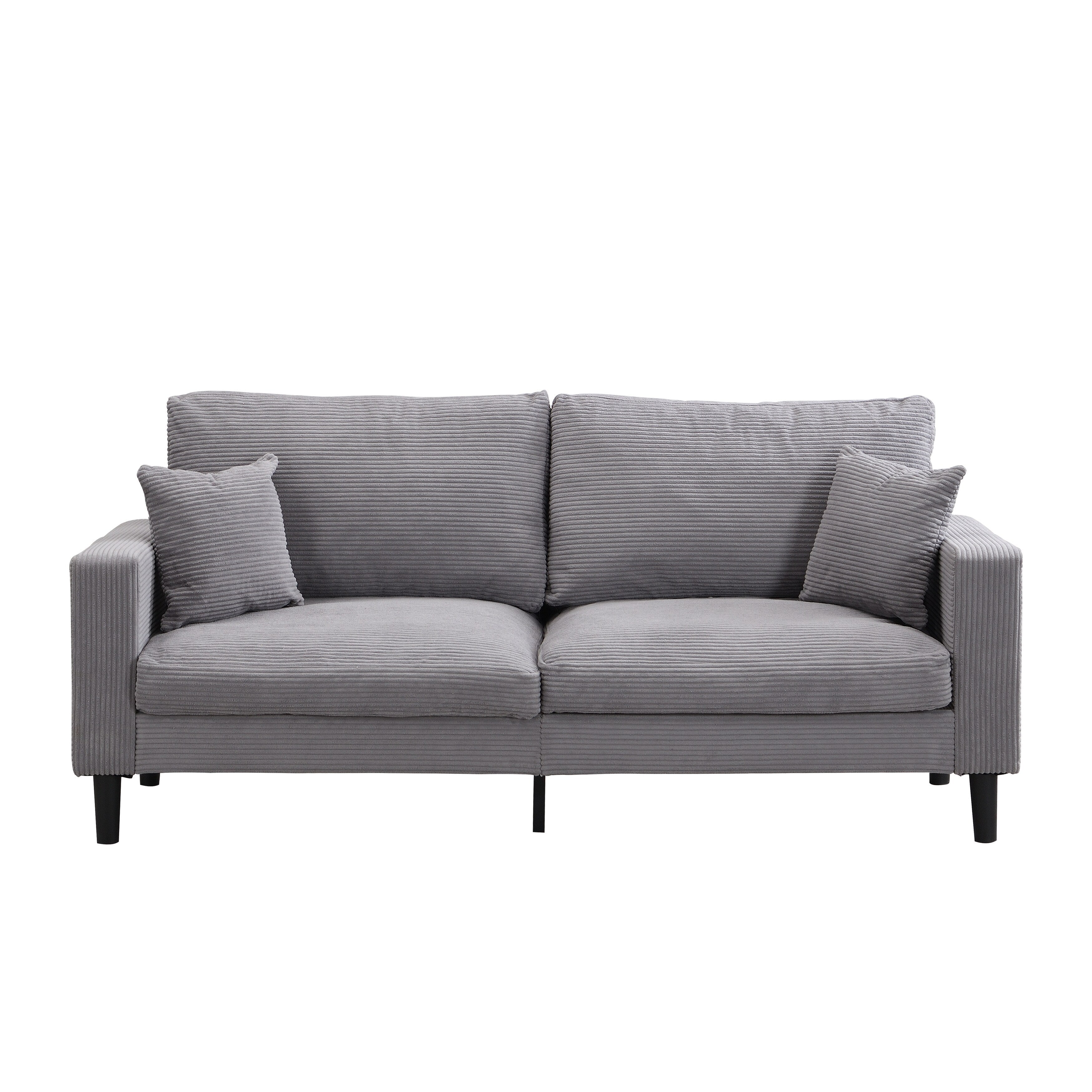 74 inch High Resilience 3 Seater Sofa Wooden Frame Comfy Modern Upholstered Light Gray