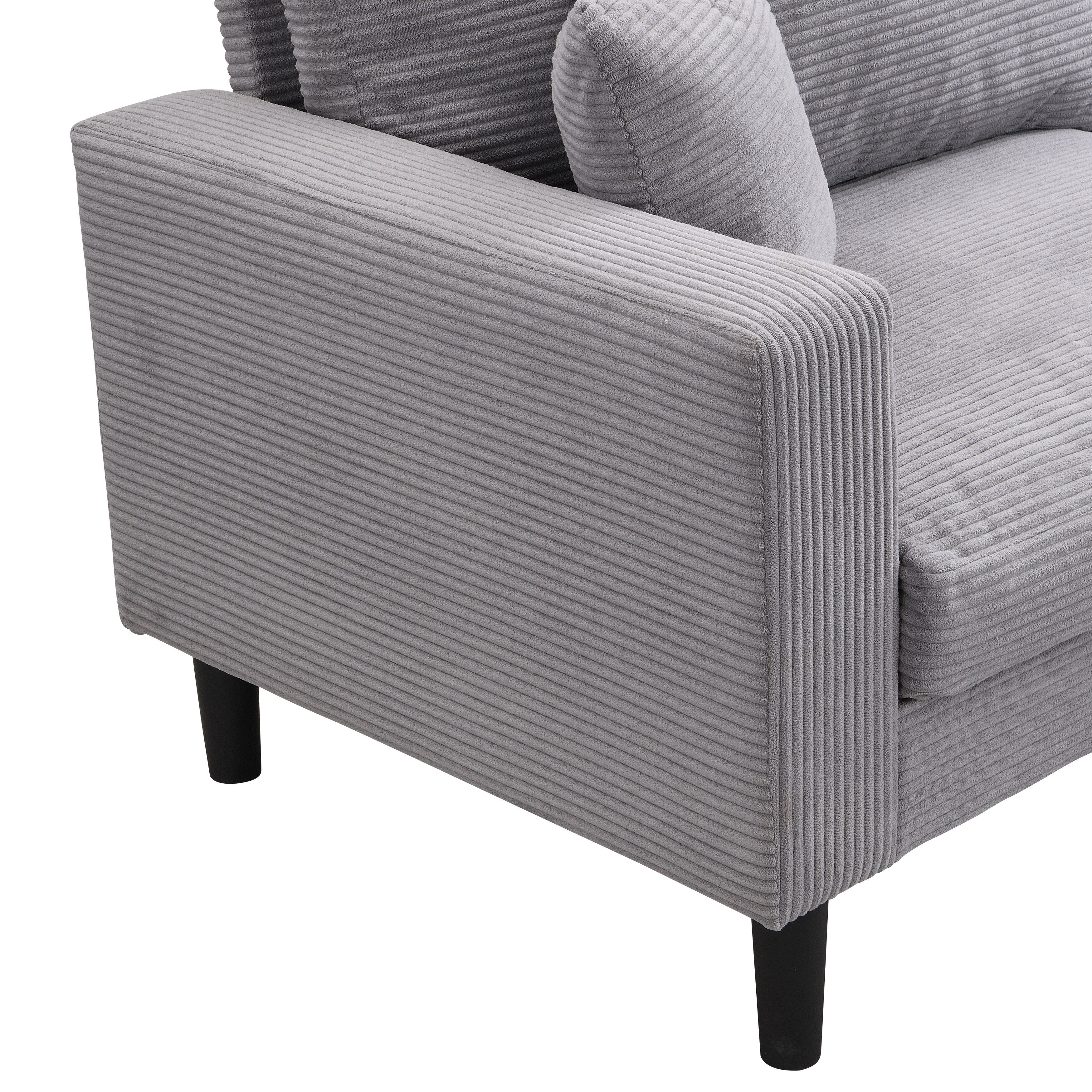74 inch High Resilience 3 Seater Sofa Wooden Frame Comfy Modern Upholstered Light Gray