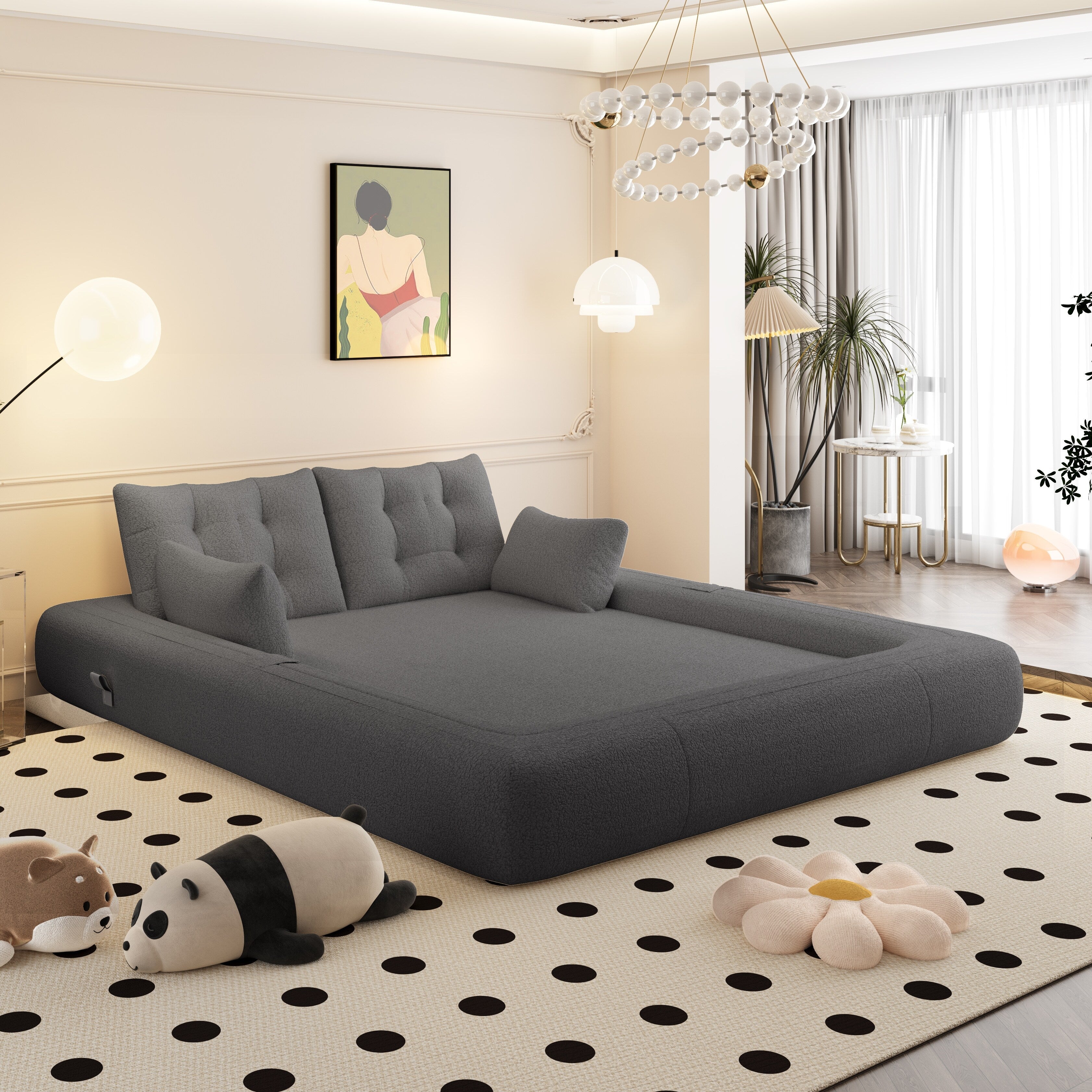 78.7 Human Dog Bed, Lazy Sofa Couch, 3-in-1 Foldable Sofa Bed