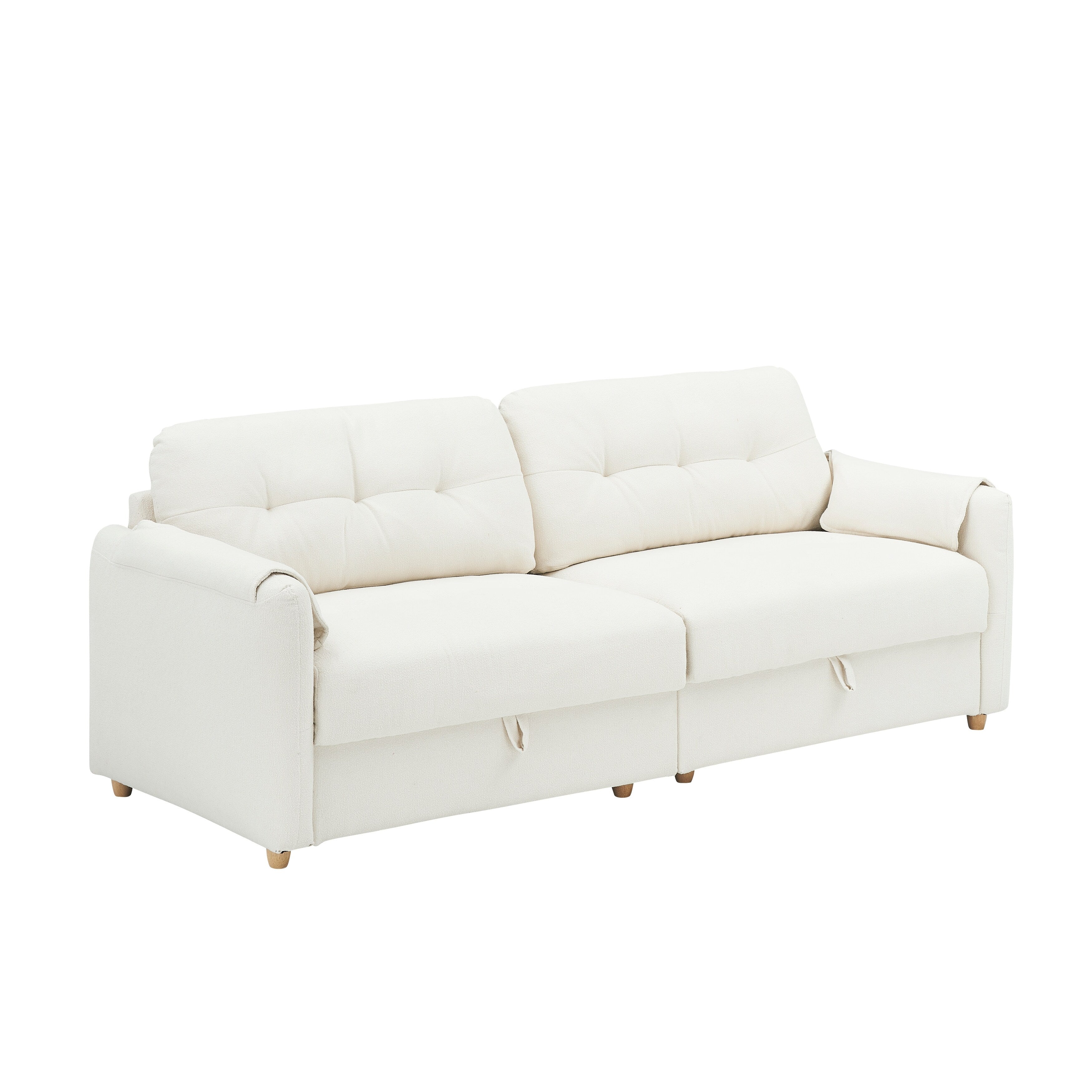 79.50 inches long, Teddy Cotton Linen Sofa Fabric, with metal conical long legs, metal strip matching, stylish and simple