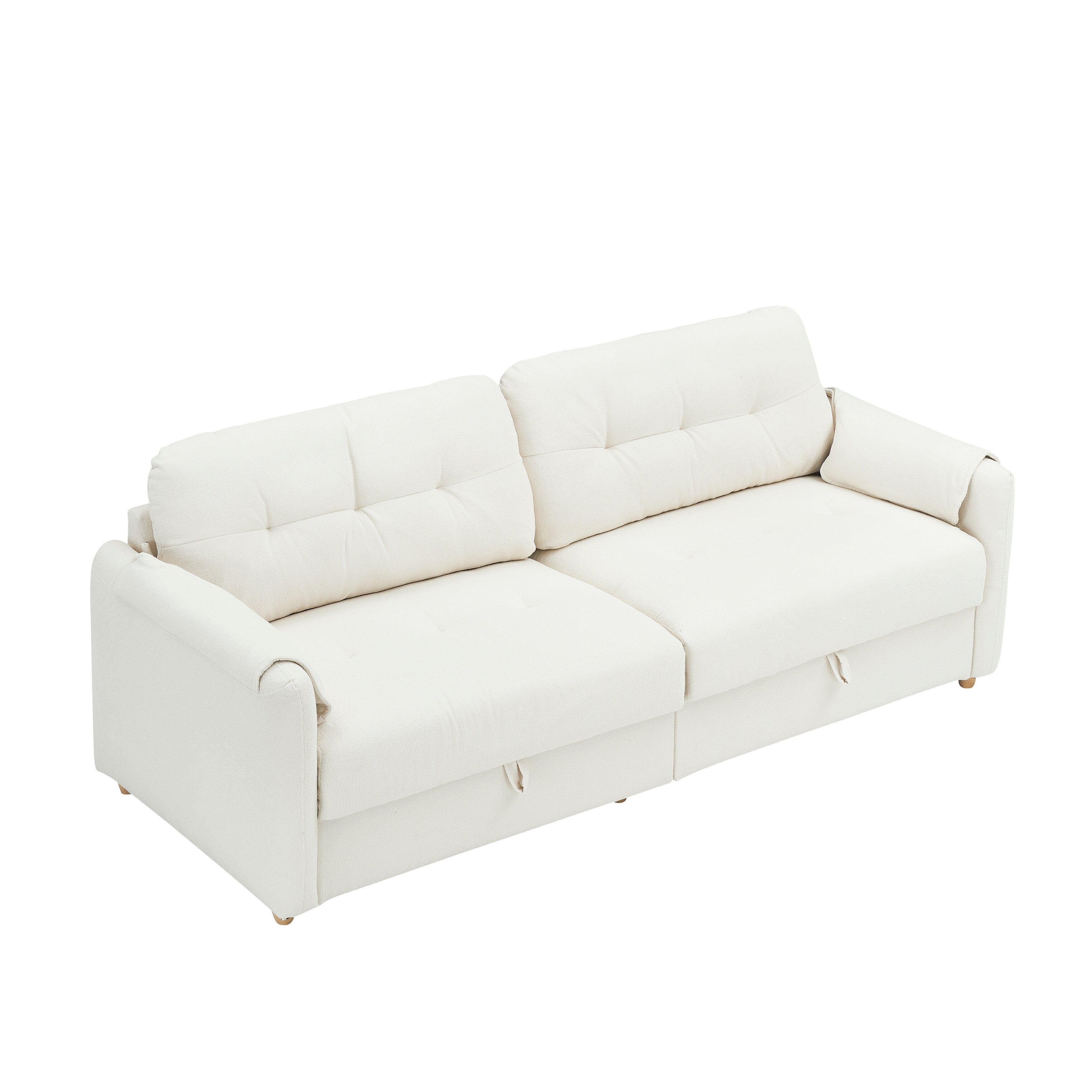 79.50 inches long, Teddy Cotton Linen Sofa Fabric, with metal conical long legs, metal strip matching, stylish and simple