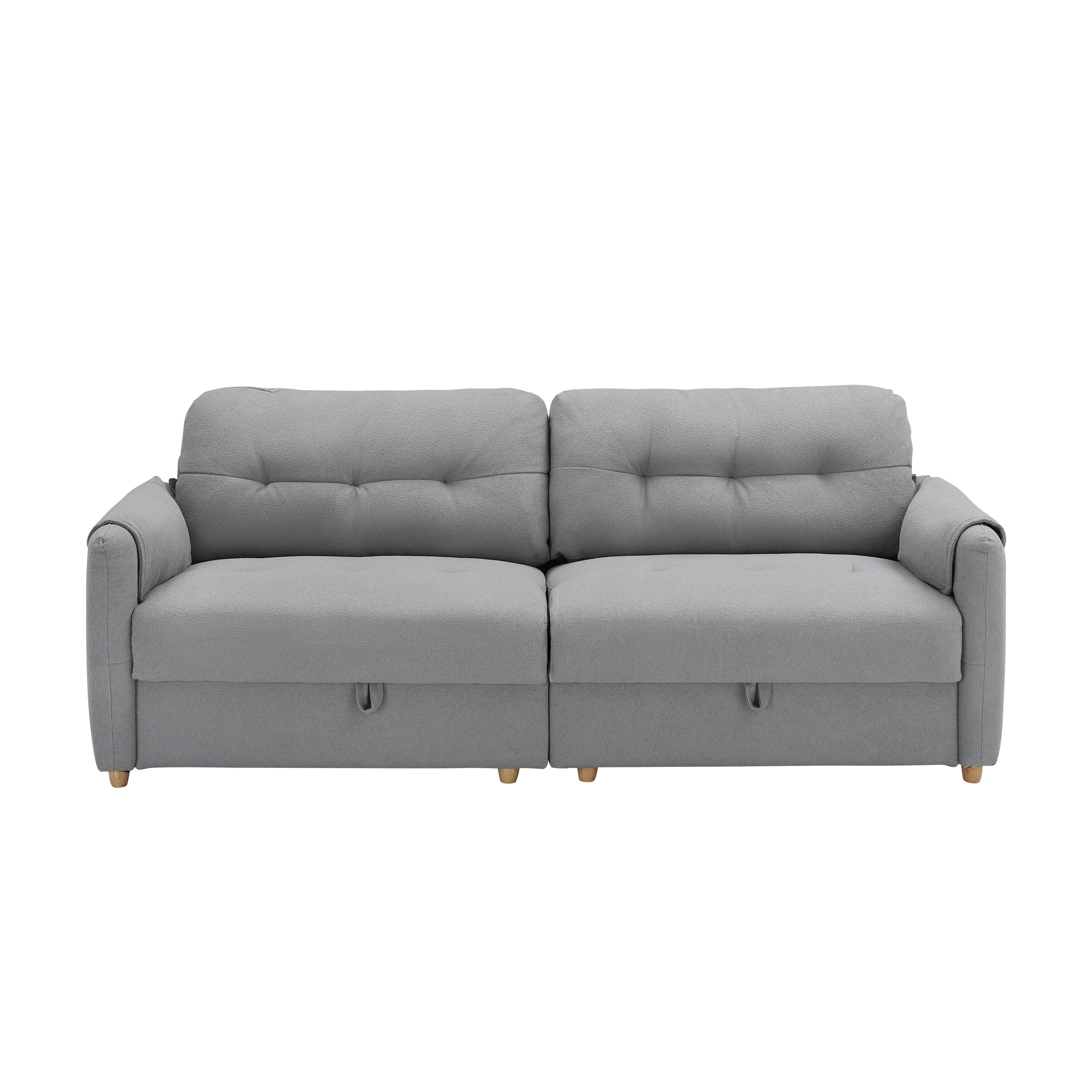 79.50 inches long, Teddy Cotton Linen Sofa Fabric, with metal conical long legs, metal strip matching, stylish and simple