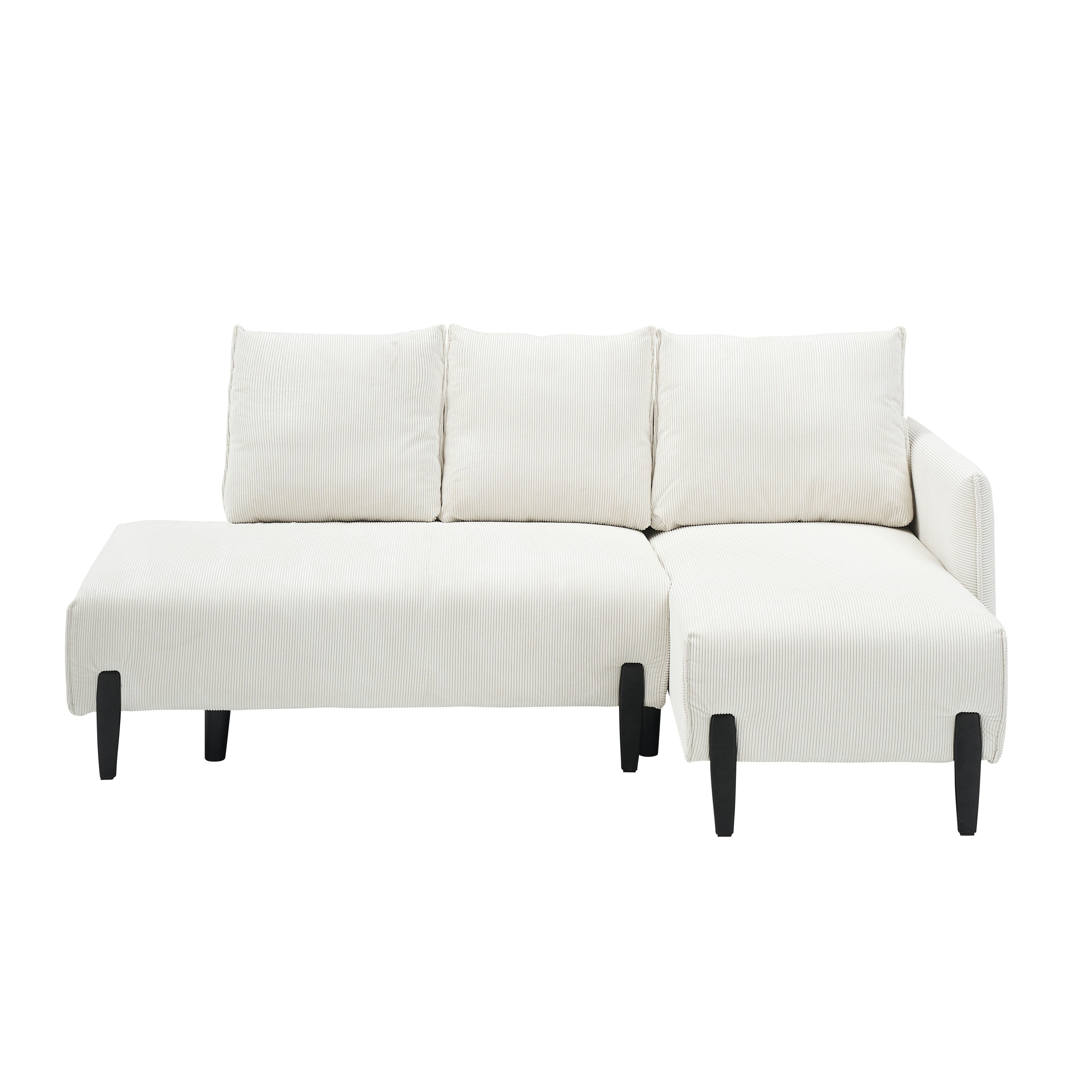 79.5 Beige Corduroy Sofa with 3 Pillows for Apartment Office