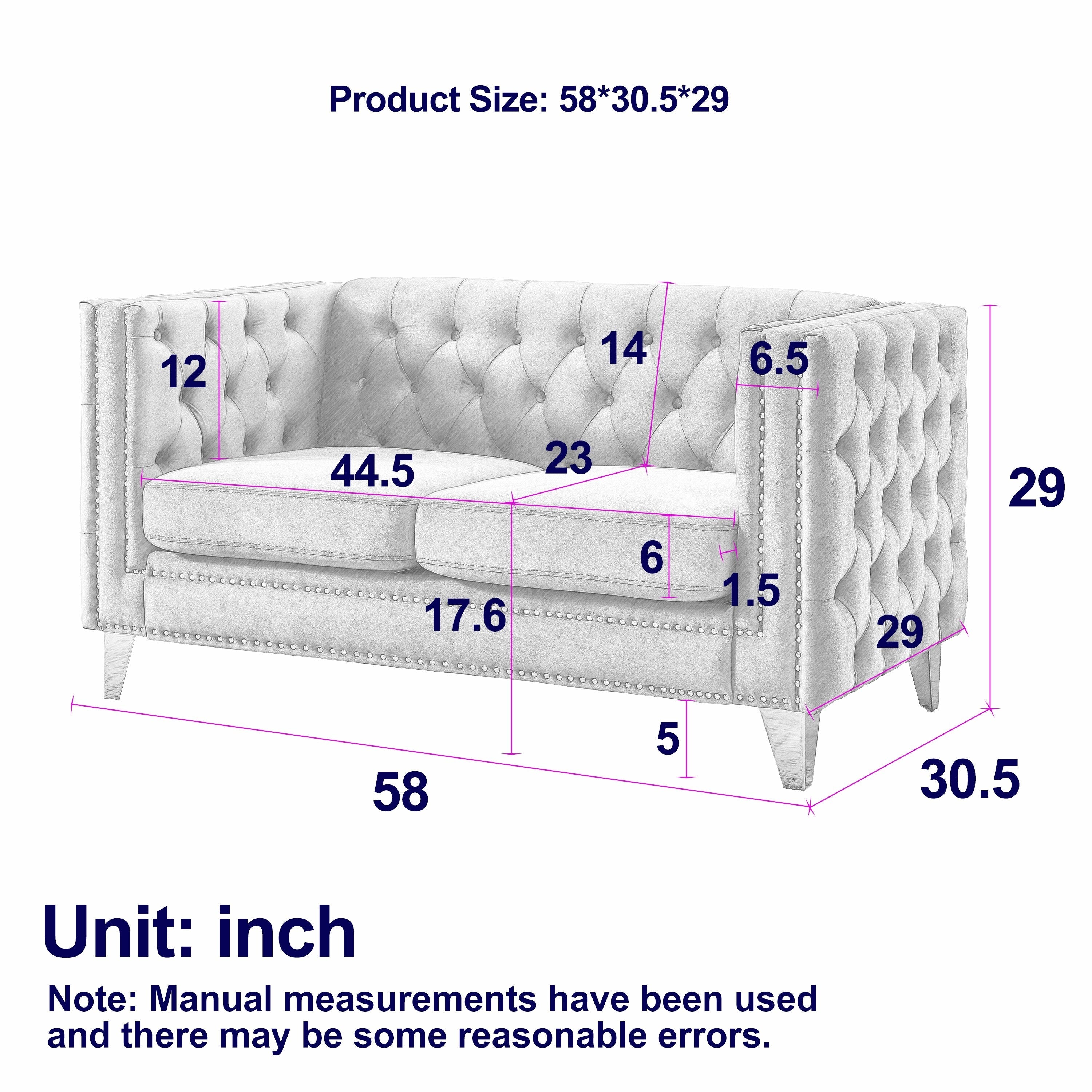 {Contact us for 3D modeling} Velvet Sofa for Living Room,Buttons Tufted Square Arm Couch, Modern Couch Upholstered Button and Me