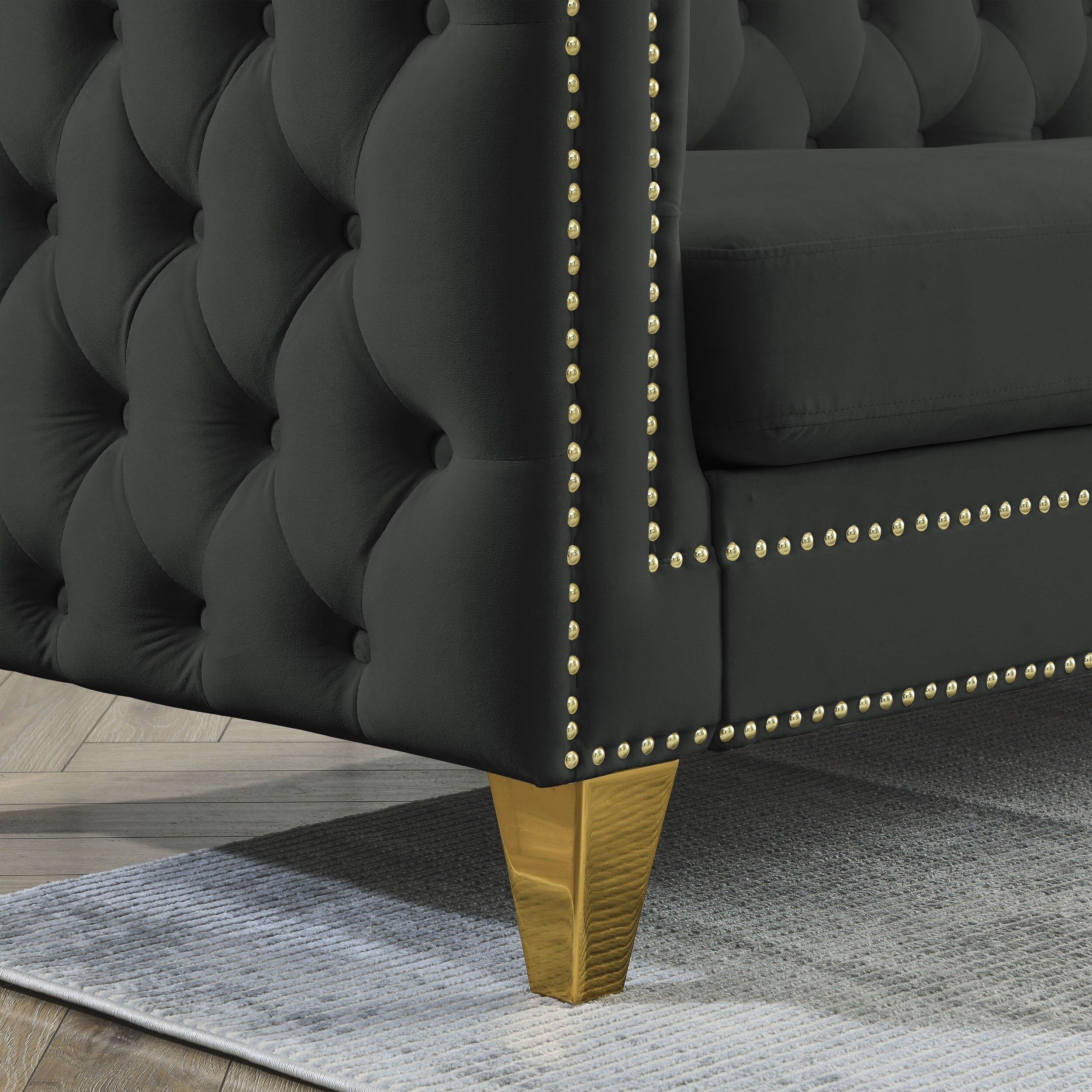 {Contact us for 3D modeling} Velvet Sofa for Living Room,Buttons Tufted Square Arm Couch, Modern Couch Upholstered Button and Me