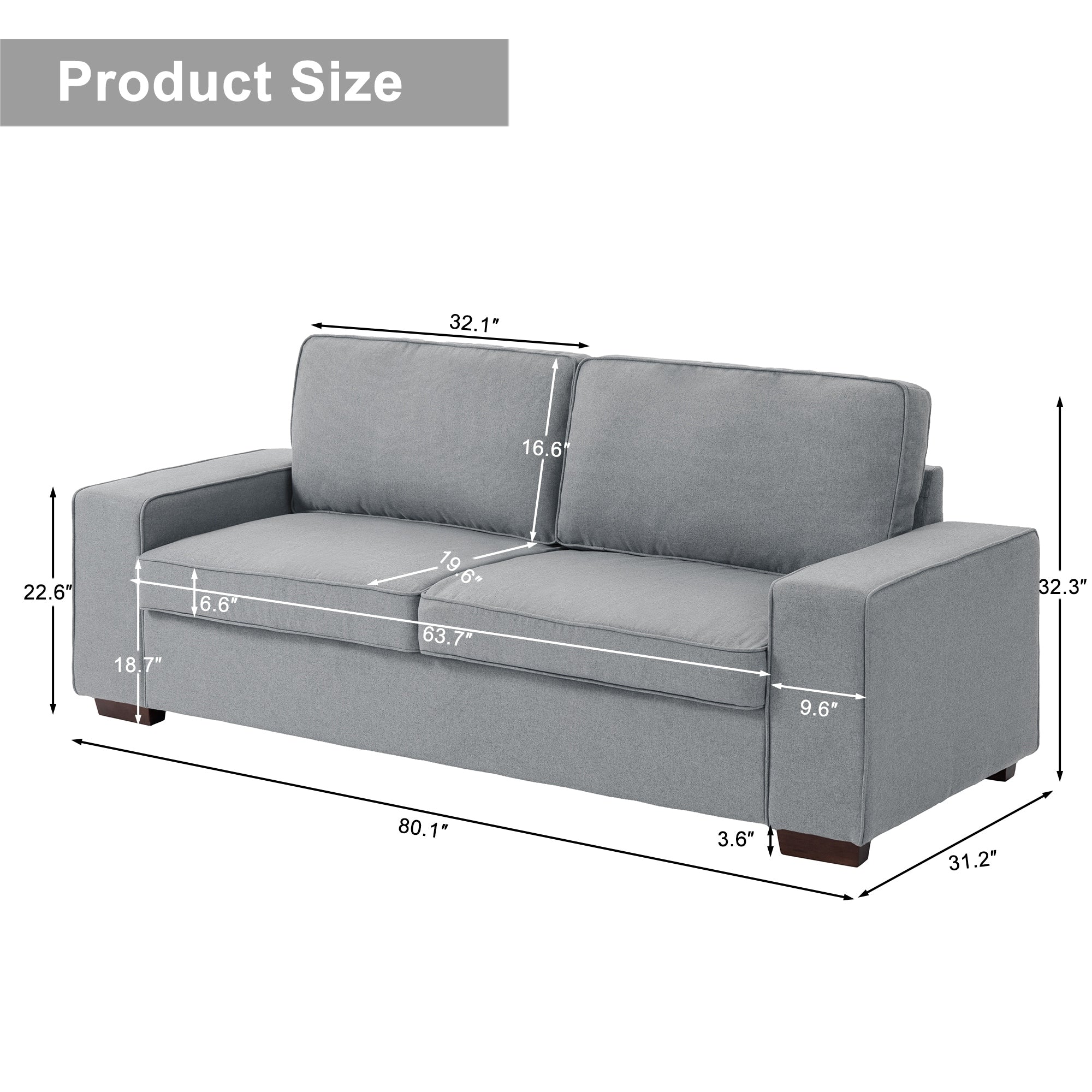 80.1 Wide Linen Corduroy Loveseat Living Room Sofa Couch