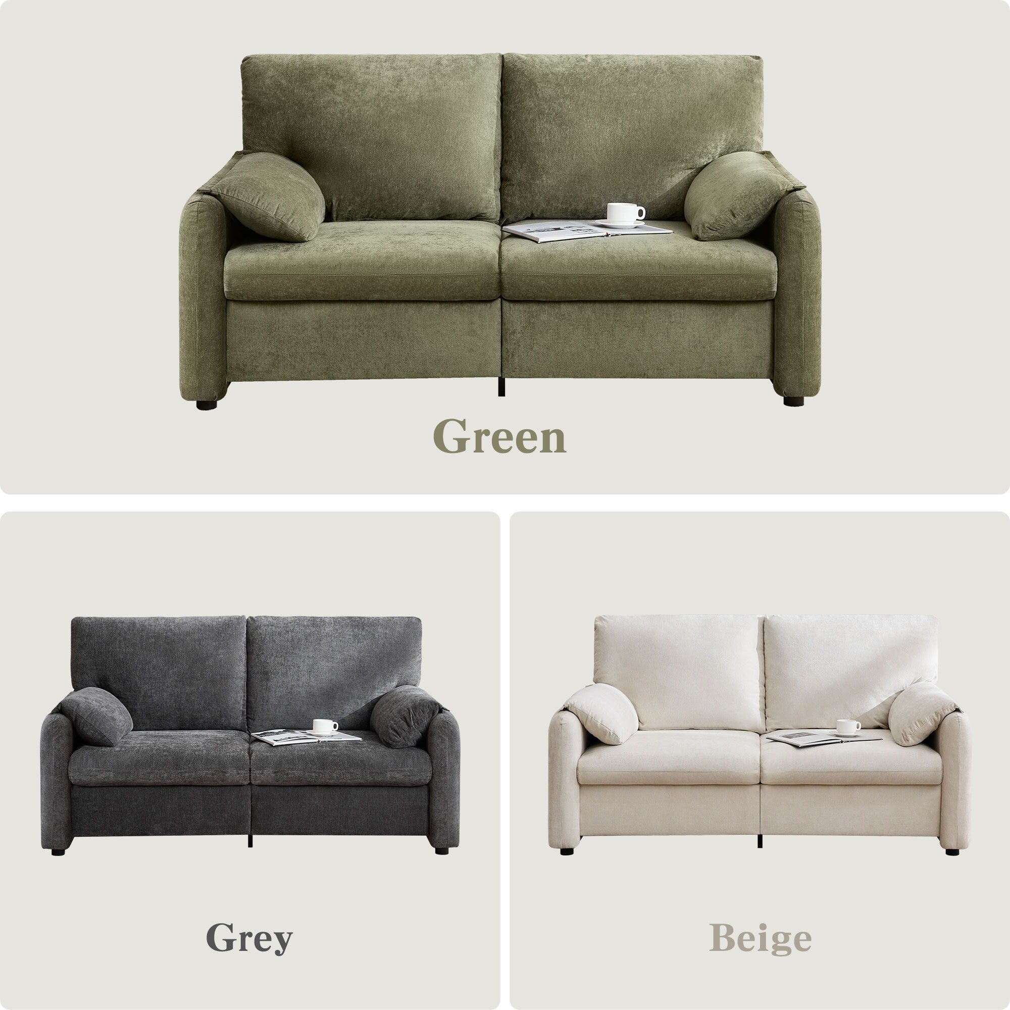 800LBS Down Filled Sofas, 60 inch Minimalist Sofa, with Multiple Colors in the Living Room and Bedroom