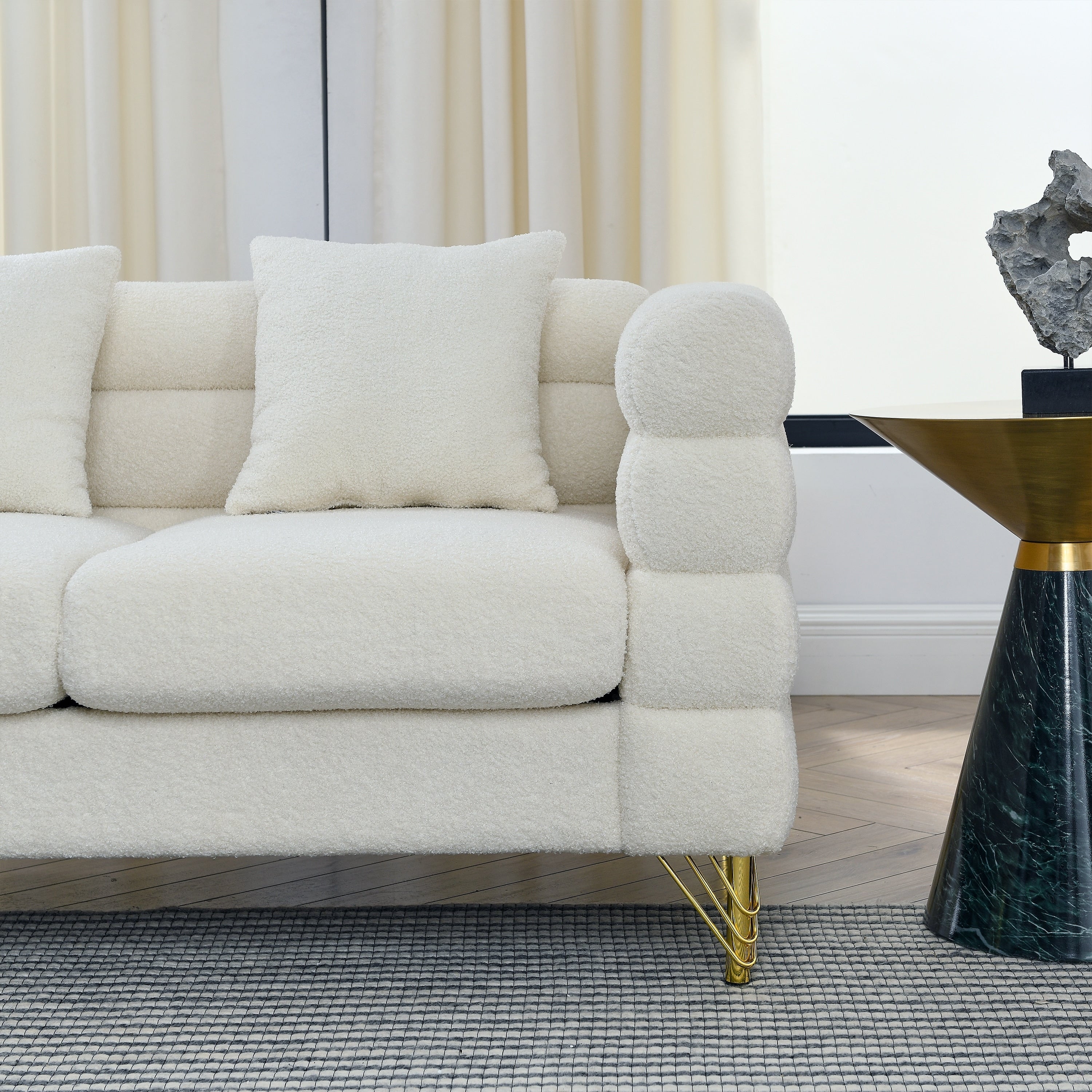 81 Inch Oversized 3 Seater Sectional Sofa, Living Room Comfort Fabric Sectional Sofa - Deep Seating Sectional Sofa, Soft Sitting