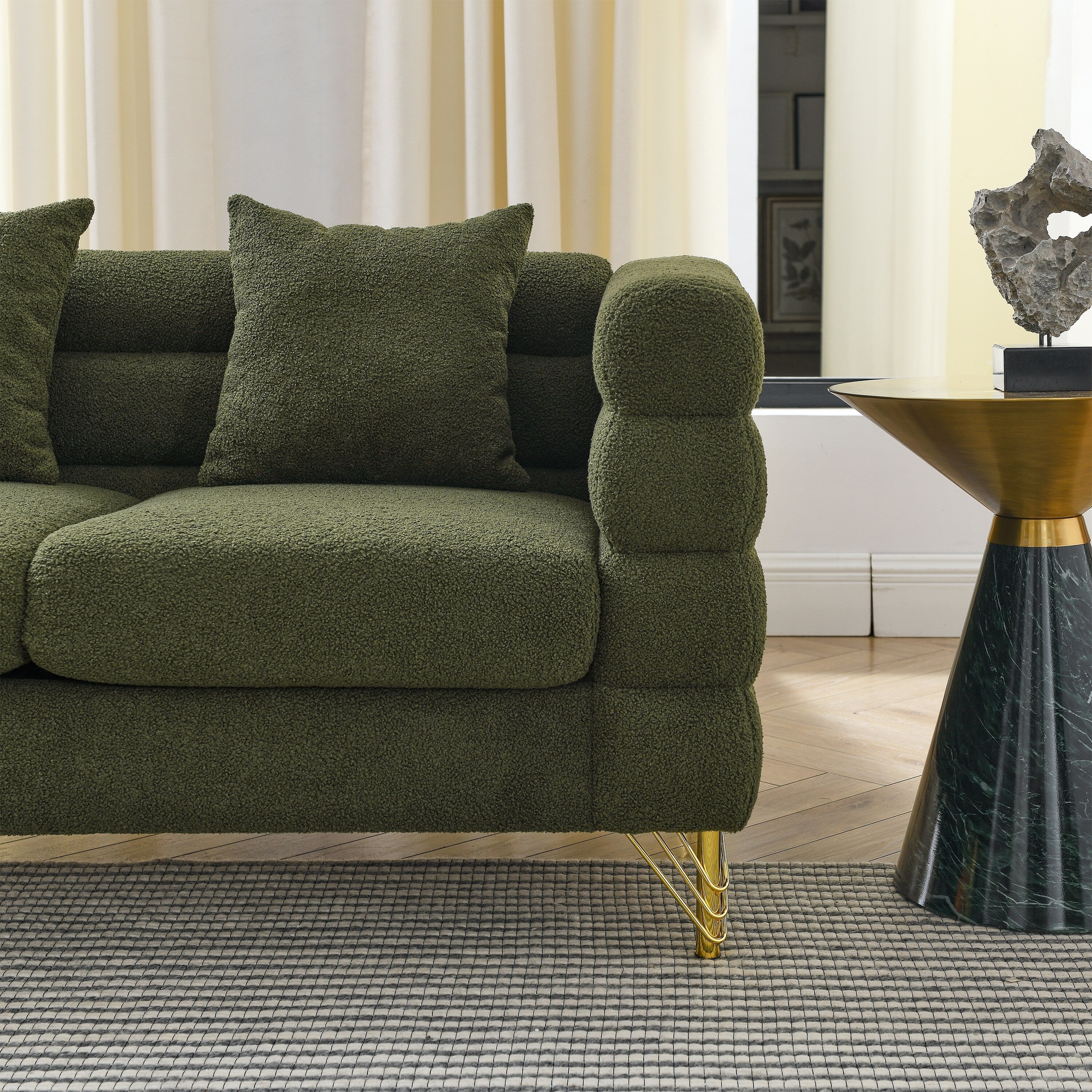 81 Inch Oversized 3 Seater Sectional Sofa, Living Room Comfort Fabric Sectional Sofa - Deep Seating Sectional Sofa, Soft Sitting