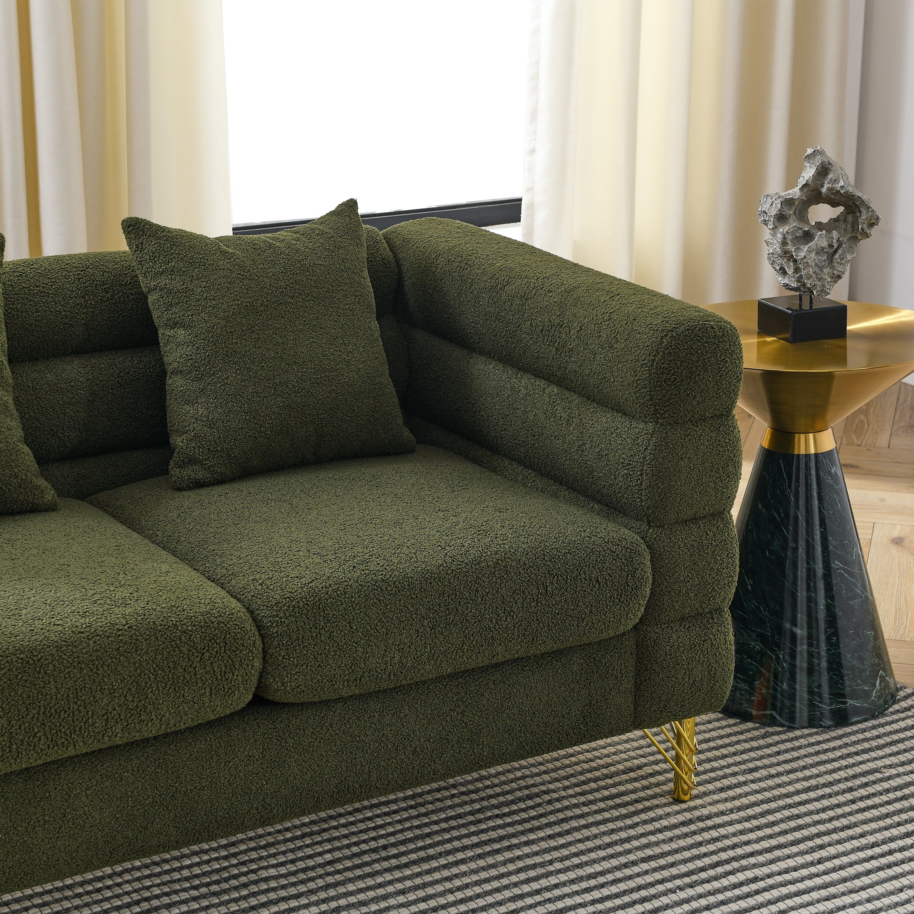 81 Inch Oversized 3 Seater Sectional Sofa, Living Room Comfort Fabric Sectional Sofa - Deep Seating Sectional Sofa, Soft Sitting
