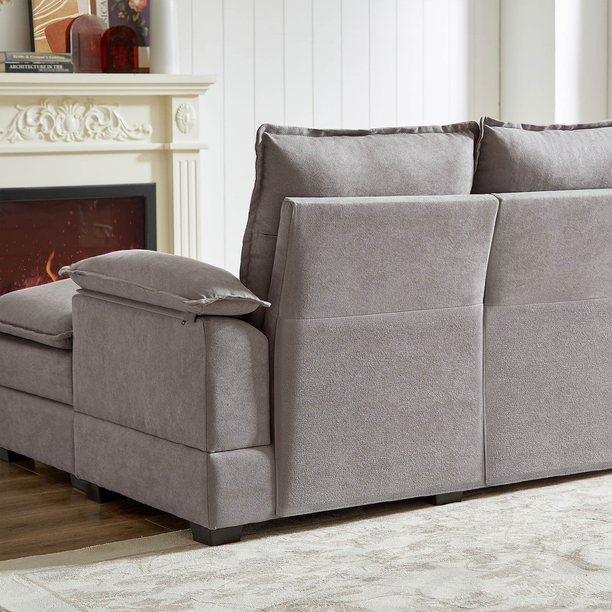 82.28 Inches L Shape Sectional Sofa with Cloud Seats for Living Room