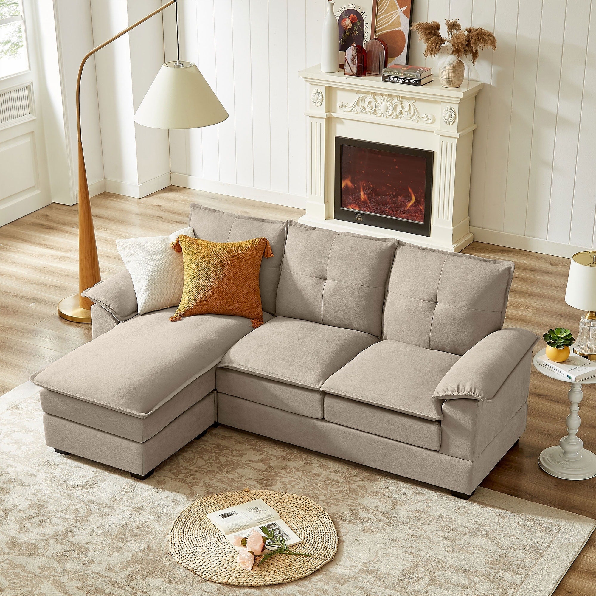 82.28 Inches L Shape Sectional Sofa with Cloud Seats for Living Room