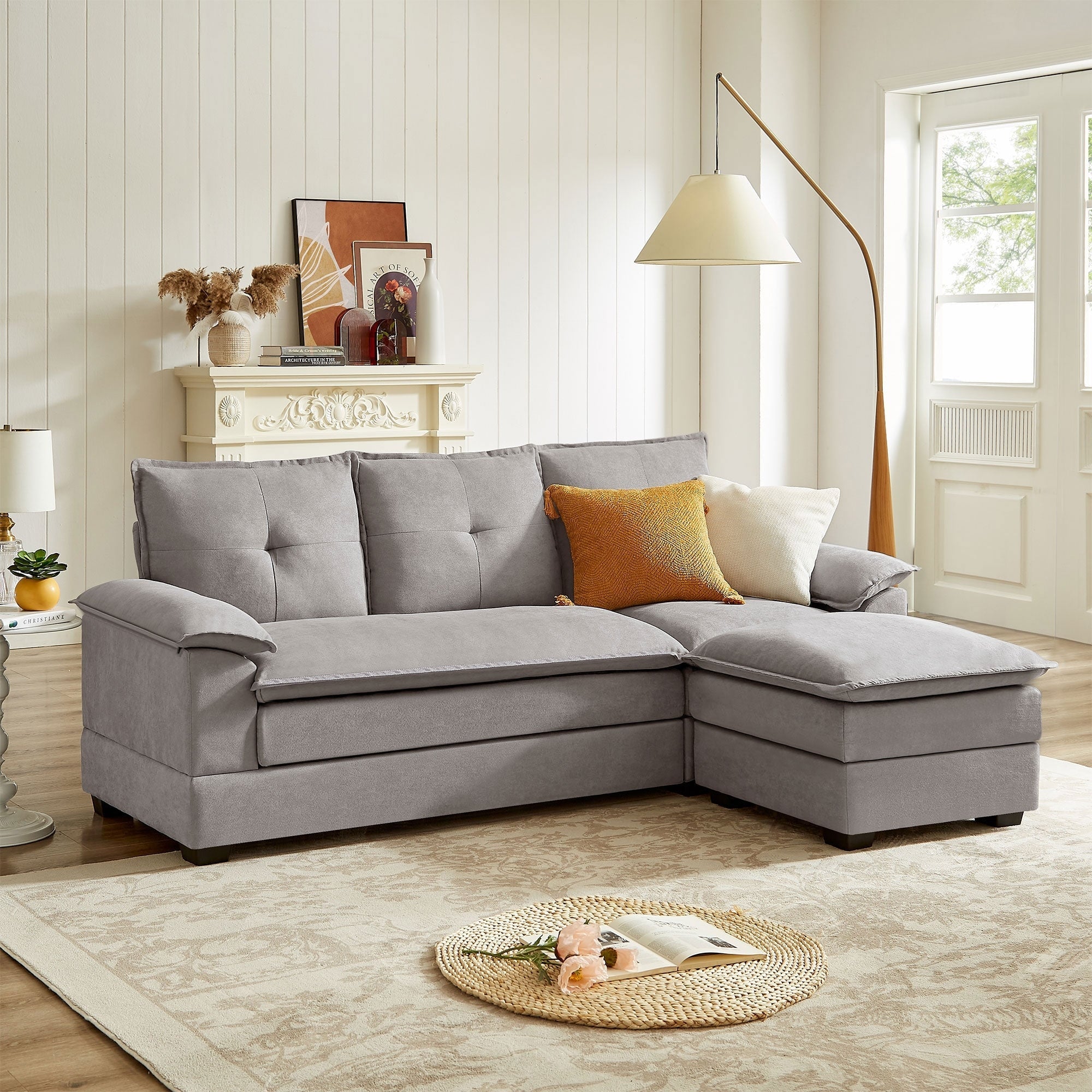 82.28 Inches L Shape Sectional Sofa with Cloud Seats for Living Room