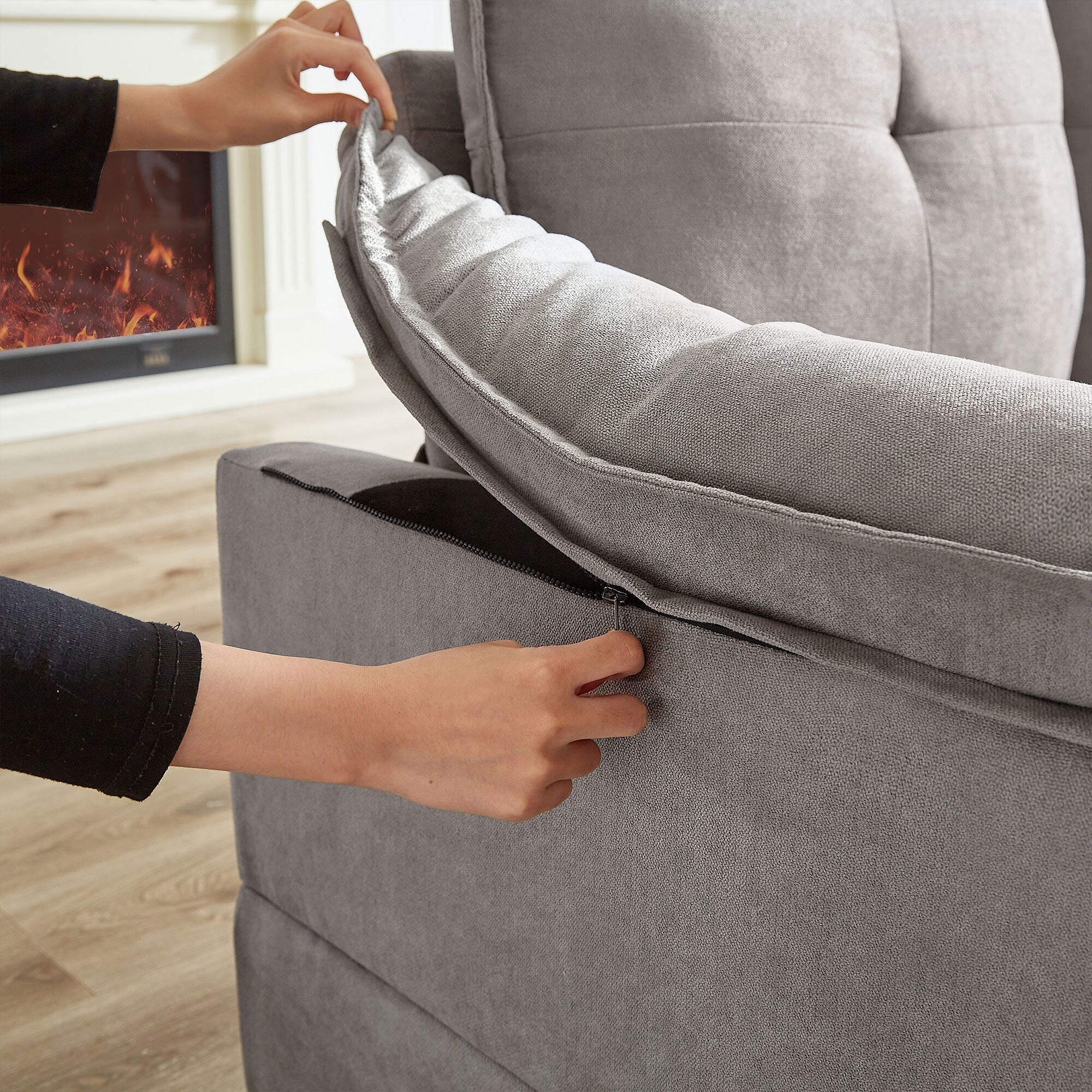 82.28 Inches L Shape Sectional Sofa with Cloud Seats for Living Room