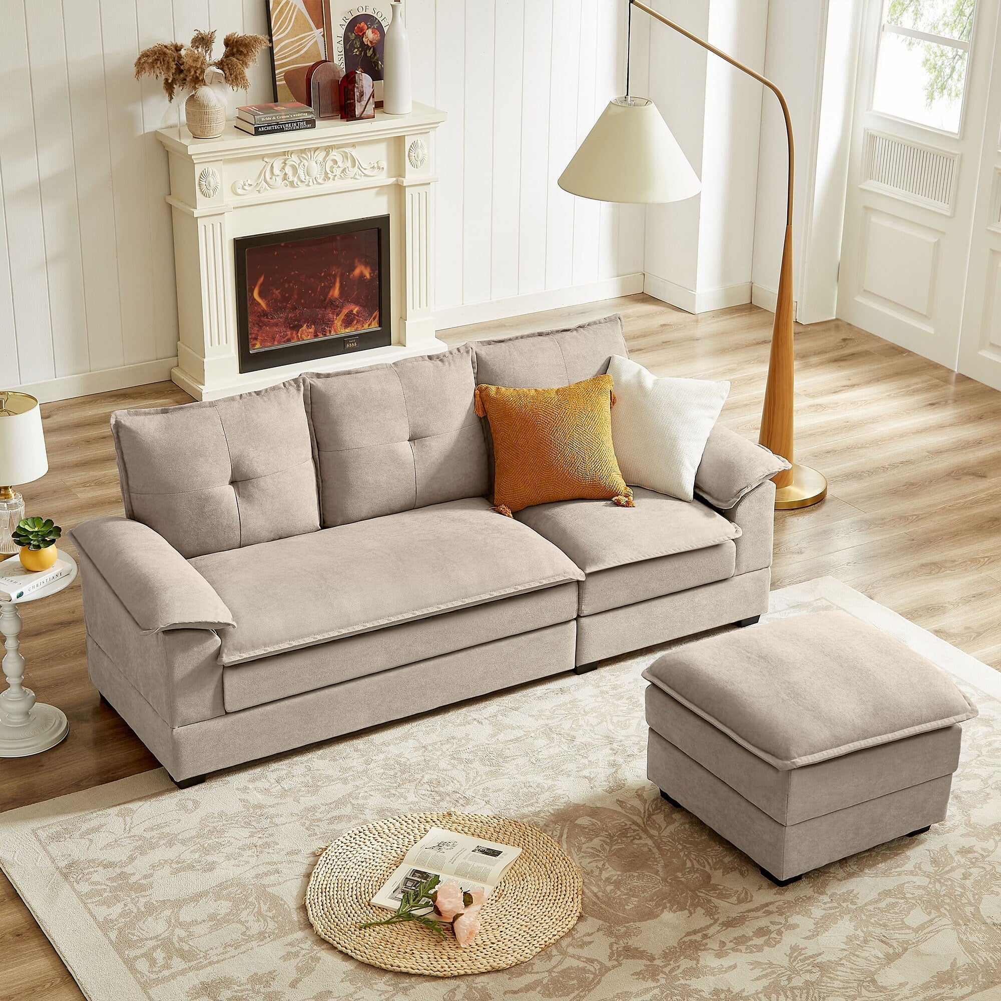 82.28 Inches L Shape Sectional Sofa with Cloud Seats for Living Room