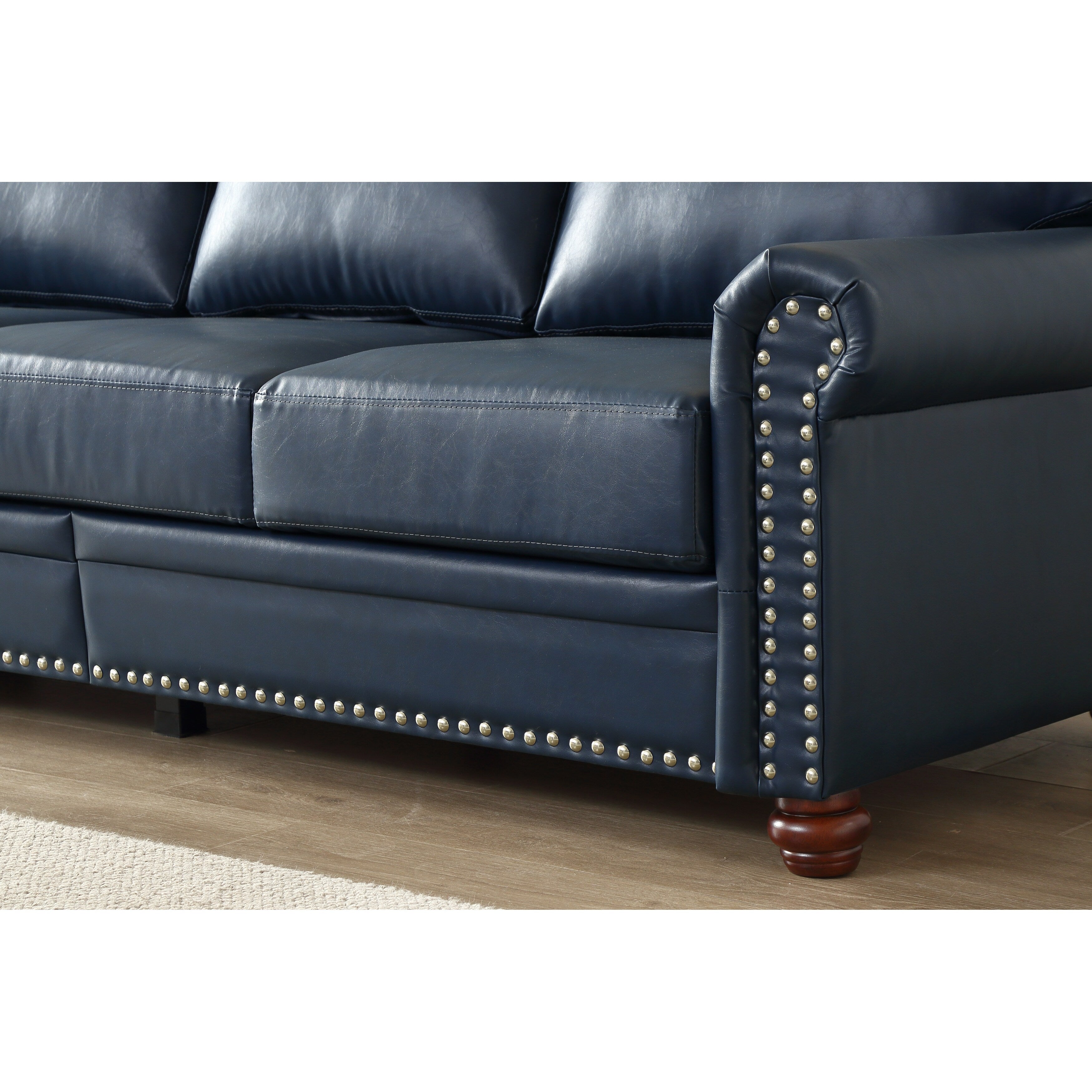 82.68 3-Seater Sofa PU Leather Sofa with Storage, Solid Wood And Metal Frame, 6-Leg Support, Under-Seat Storage Boxes