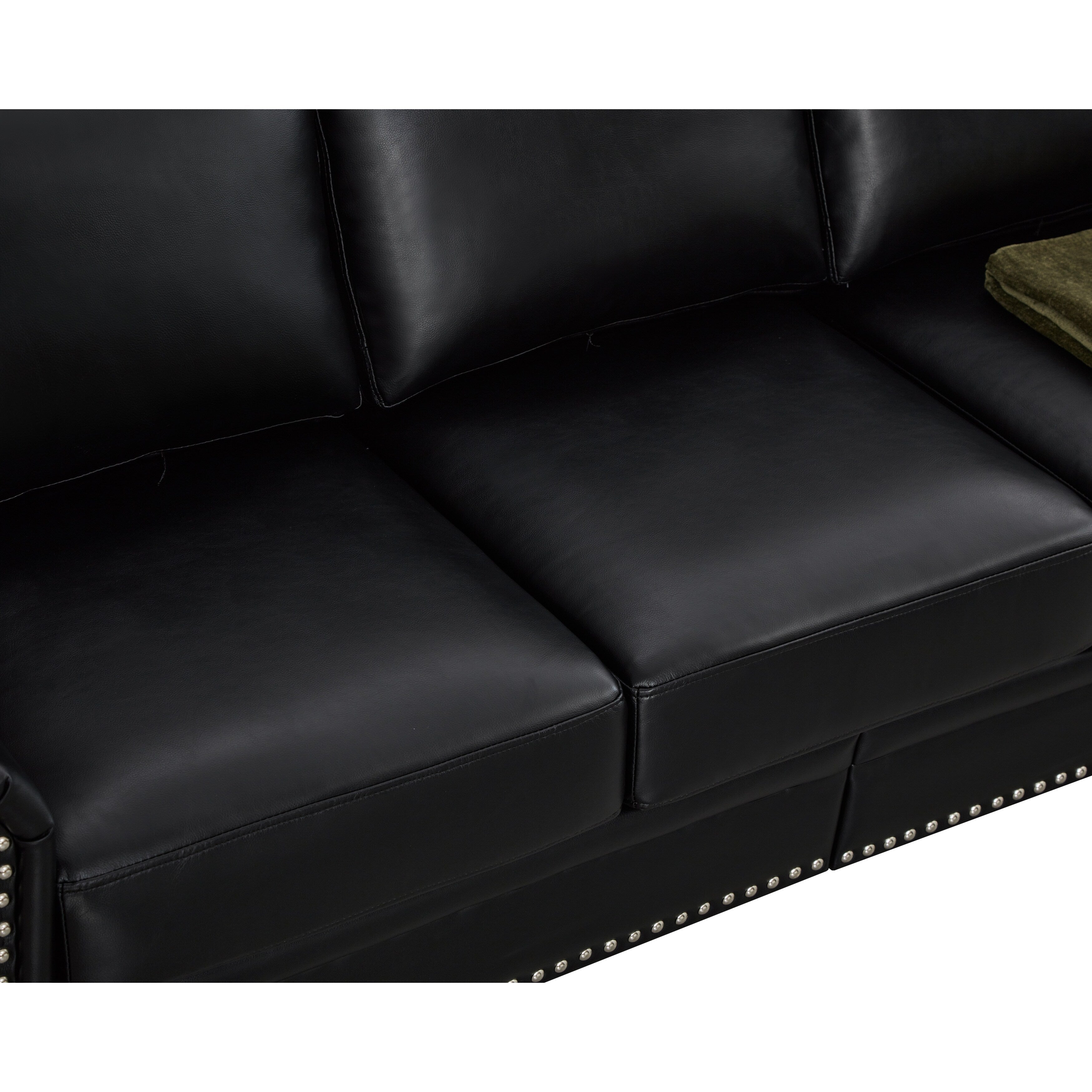 82.68 3-Seater Sofa PU Leather Sofa with Storage, Solid Wood And Metal Frame, 6-Leg Support, Under-Seat Storage Boxes