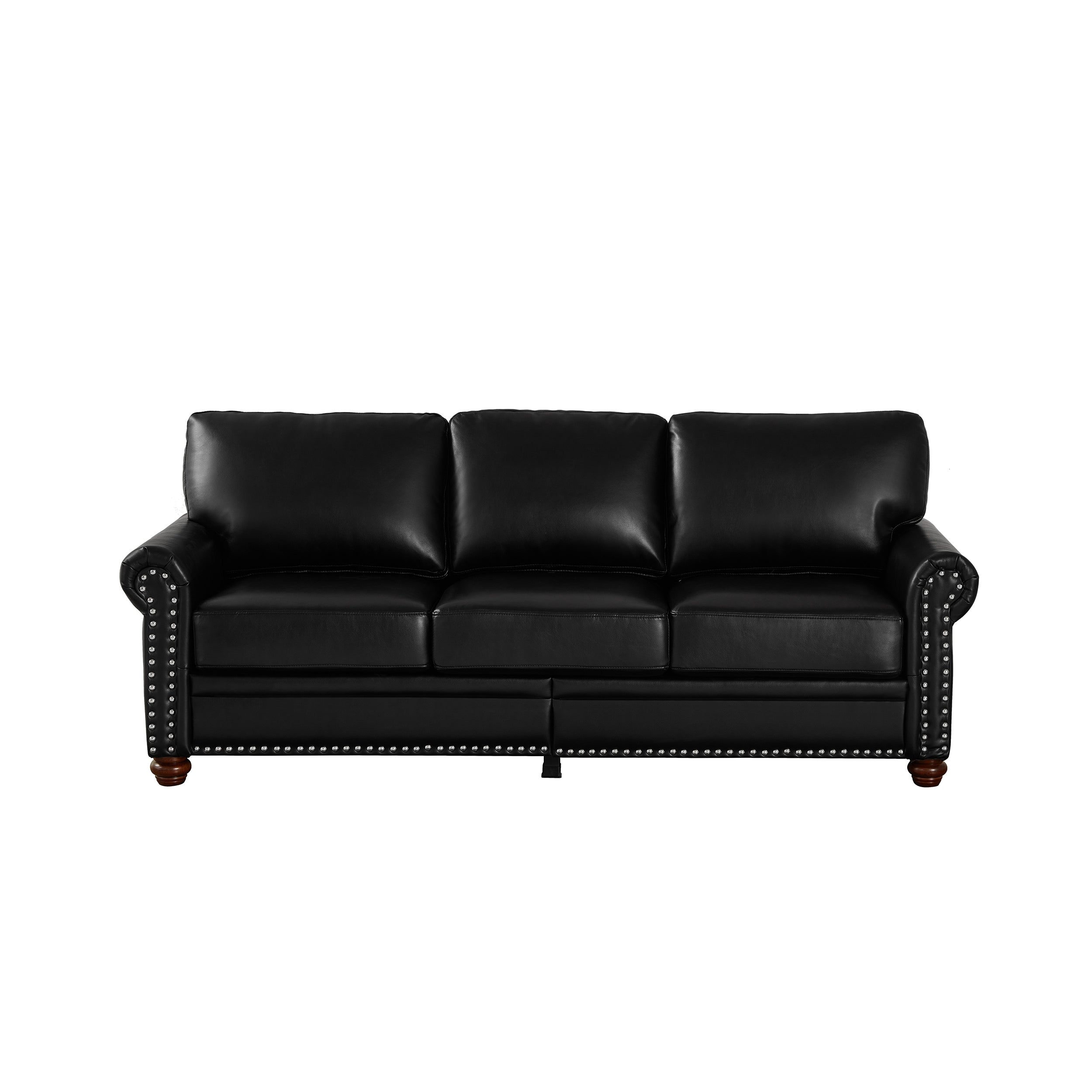 82.68 3-Seater Sofa PU Leather Sofa with Storage, Solid Wood And Metal Frame, 6-Leg Support, Under-Seat Storage Boxes