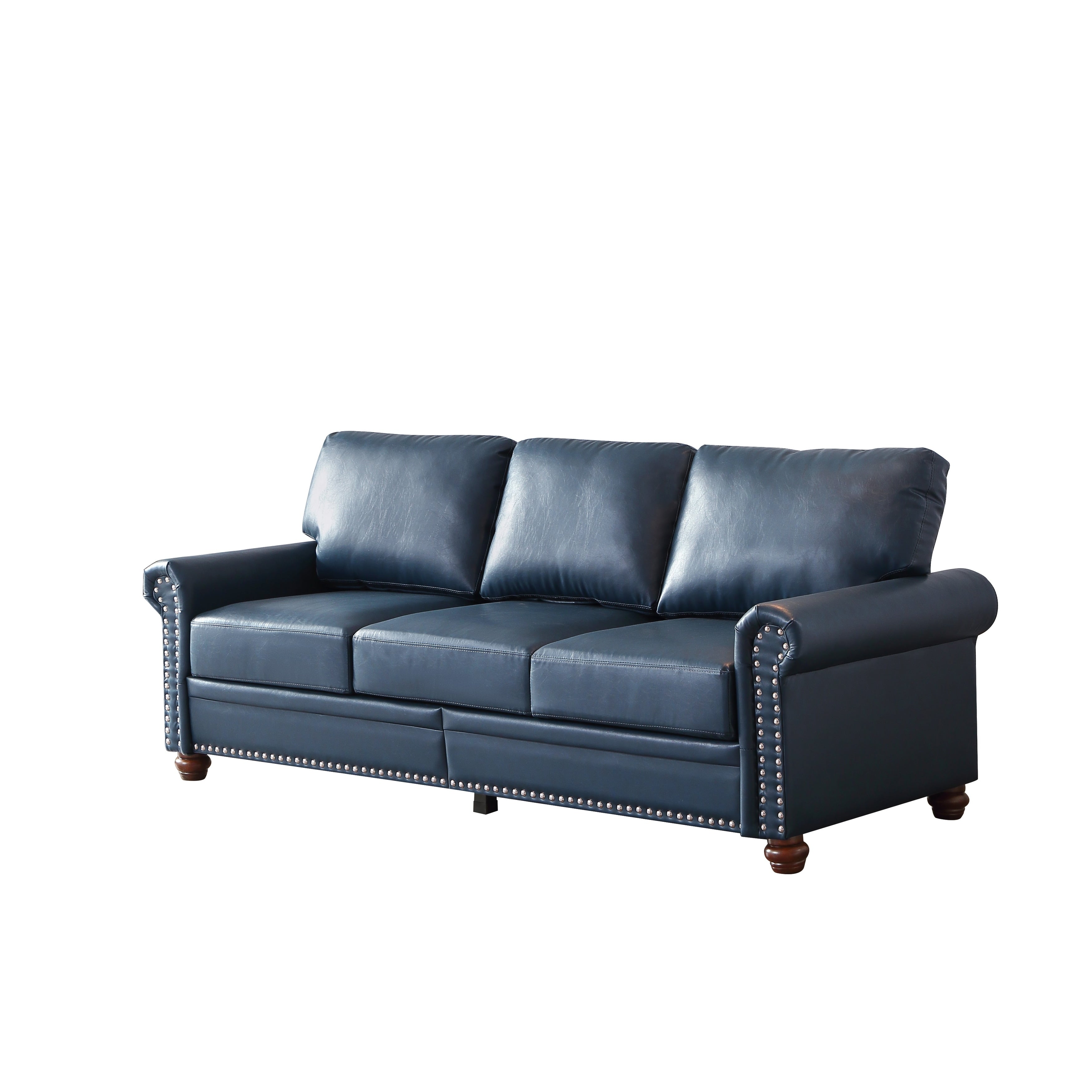 82.68 3-Seater Sofa PU Leather Sofa with Storage, Solid Wood And Metal Frame, 6-Leg Support, Under-Seat Storage Boxes