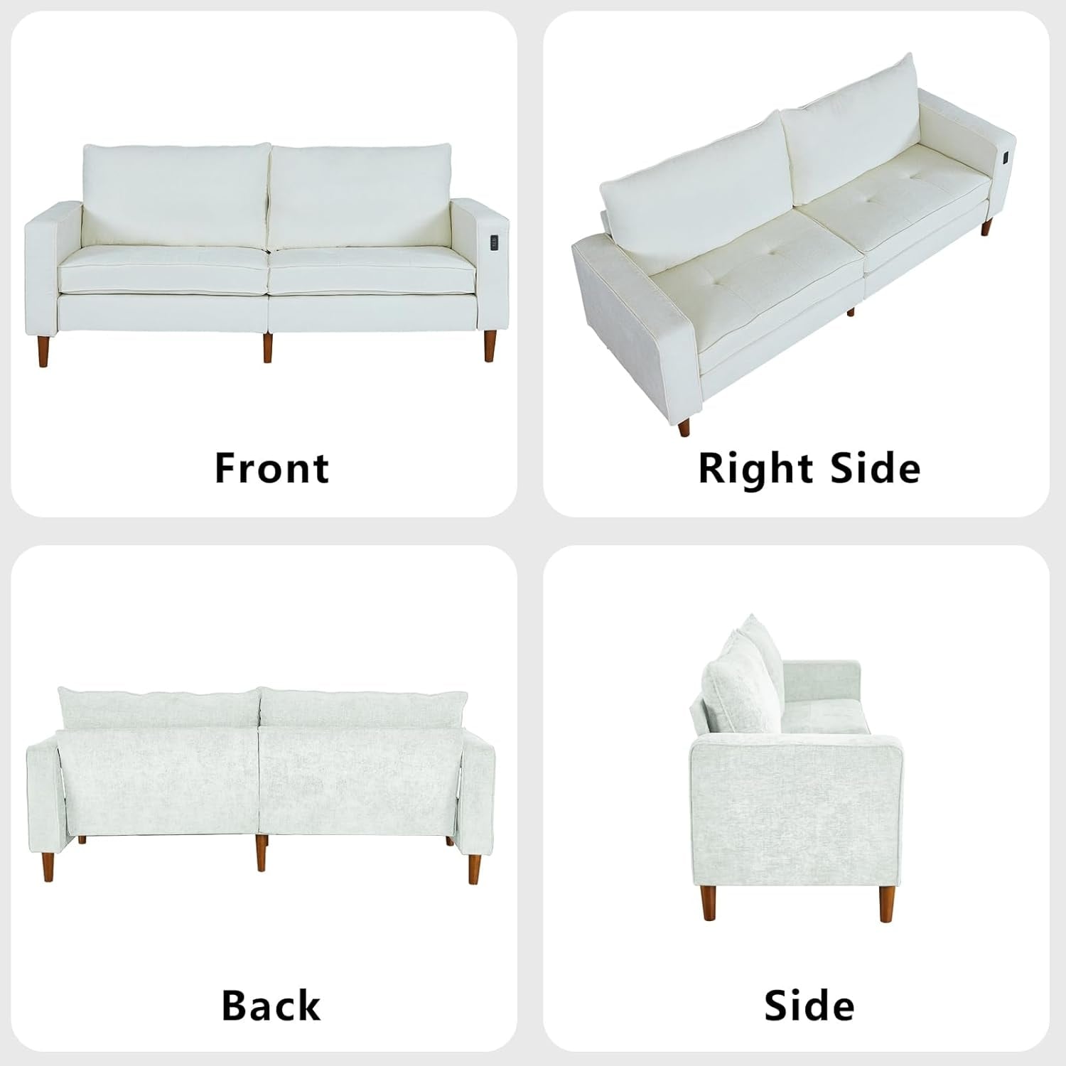 82.68'' Sofa for Living Room, Loveseat Sofa with USB/Type-C Port, Comfy Chenille Love Seat Couch with Removable Cover