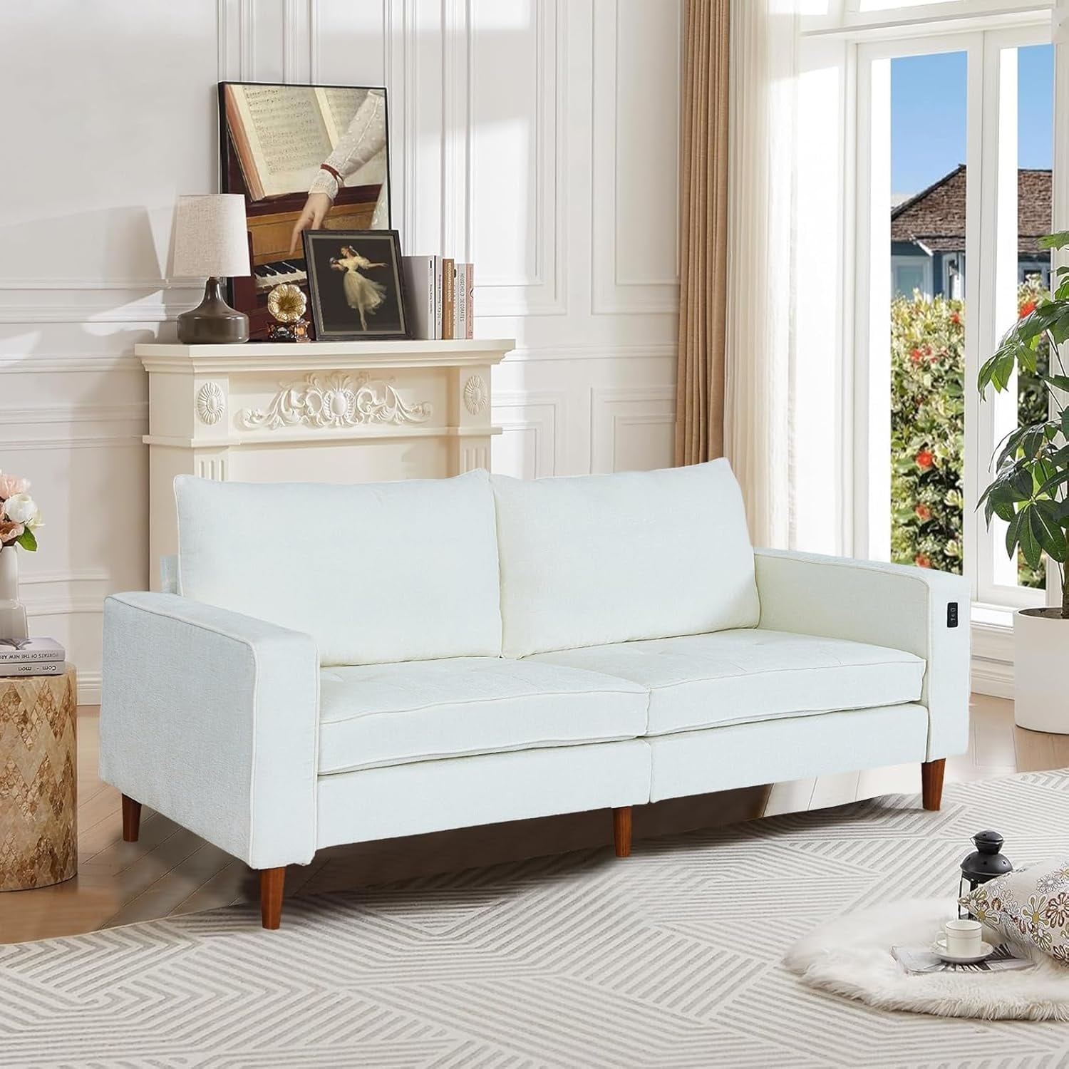 82.68'' Sofa for Living Room, Loveseat Sofa with USB/Type-C Port, Comfy Chenille Love Seat Couch with Removable Cover