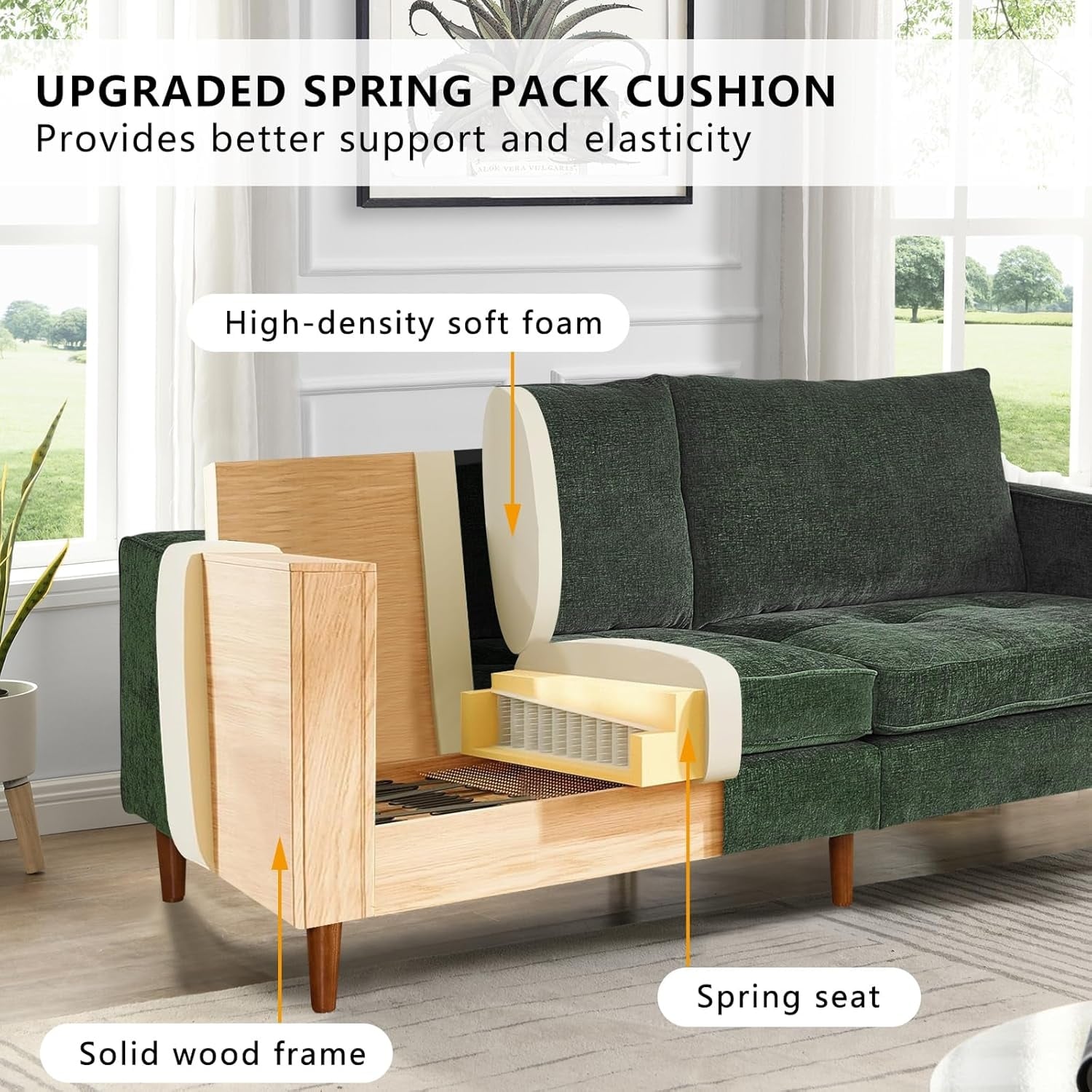 82.68'' Sofa for Living Room, Loveseat Sofa with USB/Type-C Port, Comfy Chenille Love Seat Couch with Removable Cover