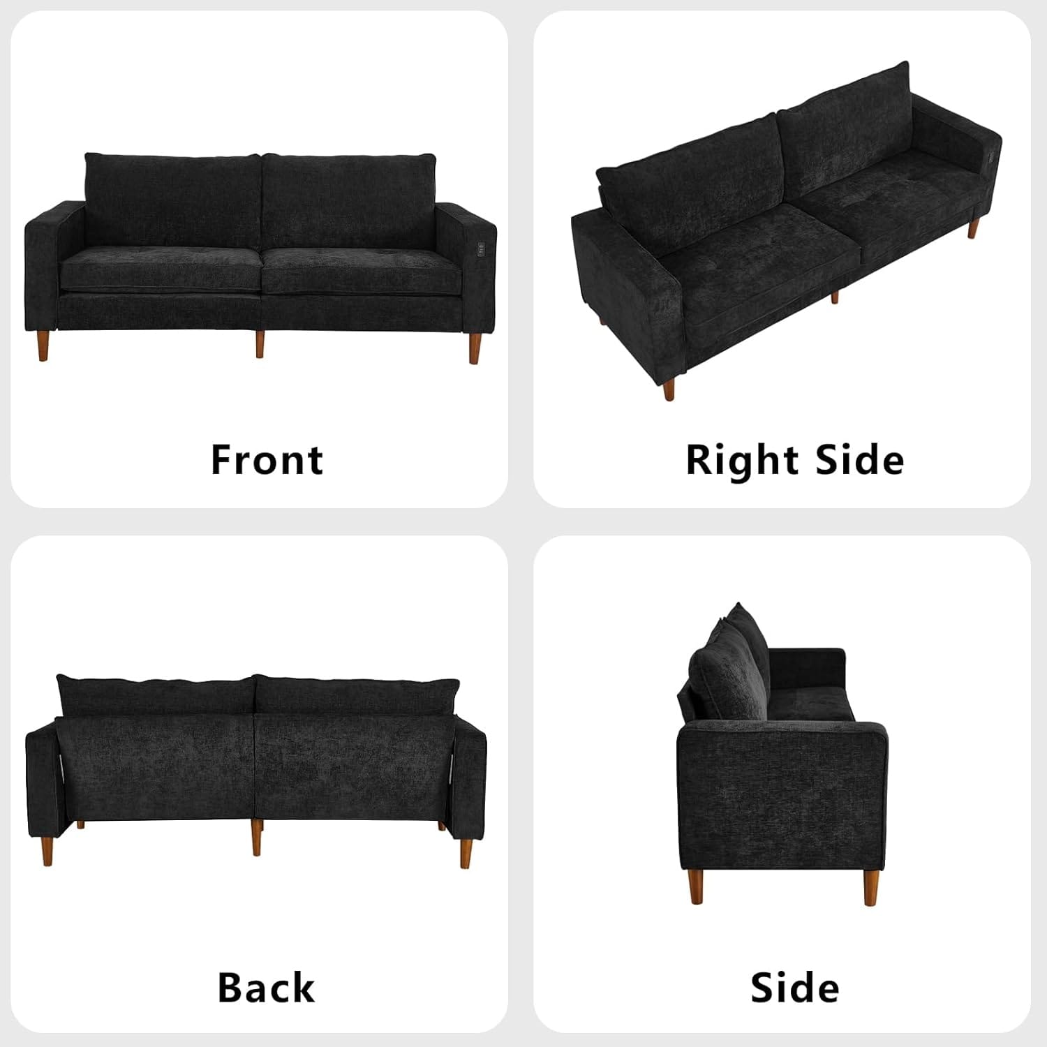 82.68'' Sofa for Living Room, Loveseat Sofa with USB/Type-C Port, Comfy Chenille Love Seat Couch with Removable Cover