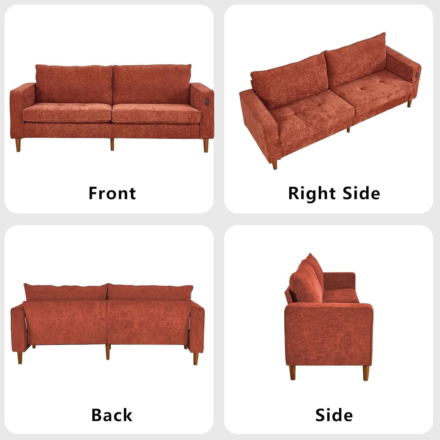 82.68'' Sofa for Living Room, Loveseat Sofa with USB/Type-C Port, Comfy Chenille Love Seat Couch with Removable Cover