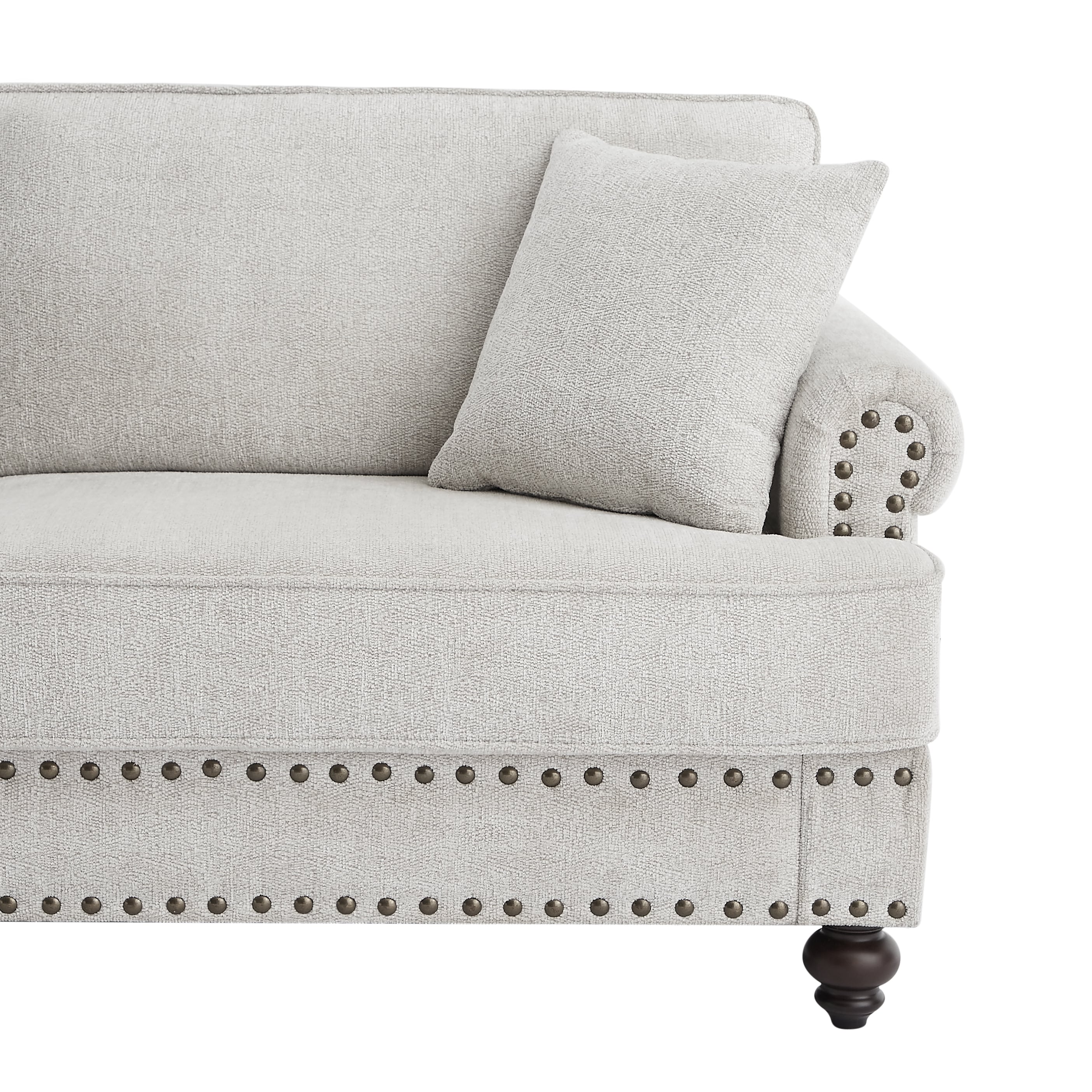 82 Chenille modern Upholstered Sofas 2 Seater Couches with Nails and Armrests (White)