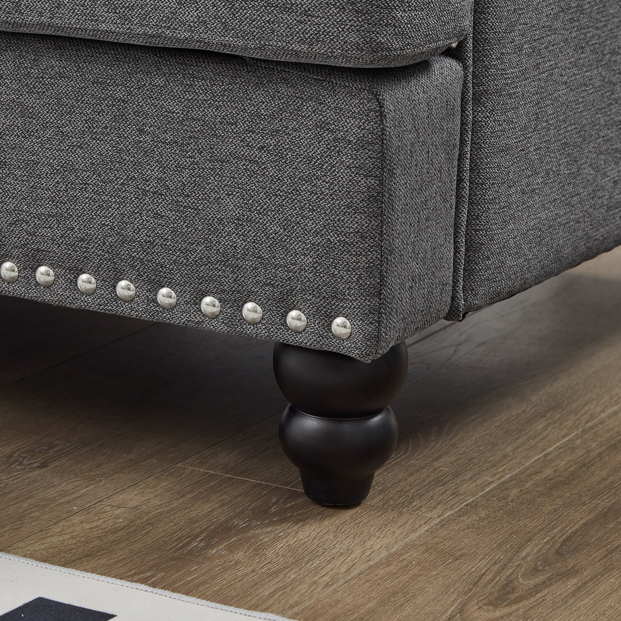 83 Classic Tufted Sofa - 3-Seater Fabric Couch with Nailhead Trim, Polyester Upholstery & Solid Wood Frame for Living Room
