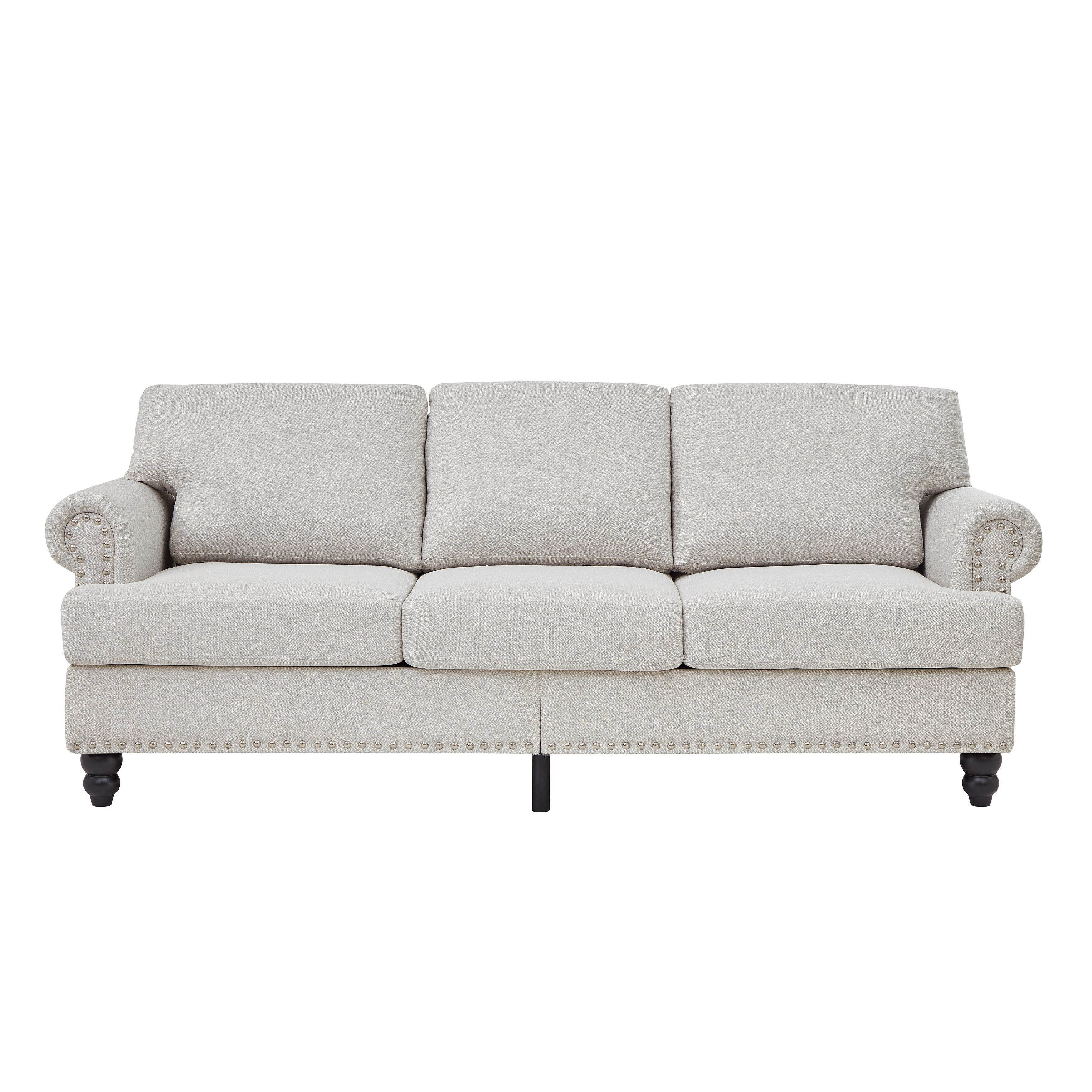 83 Classic Tufted Sofa - 3-Seater Fabric Couch with Nailhead Trim, Polyester Upholstery & Solid Wood Frame for Living Room