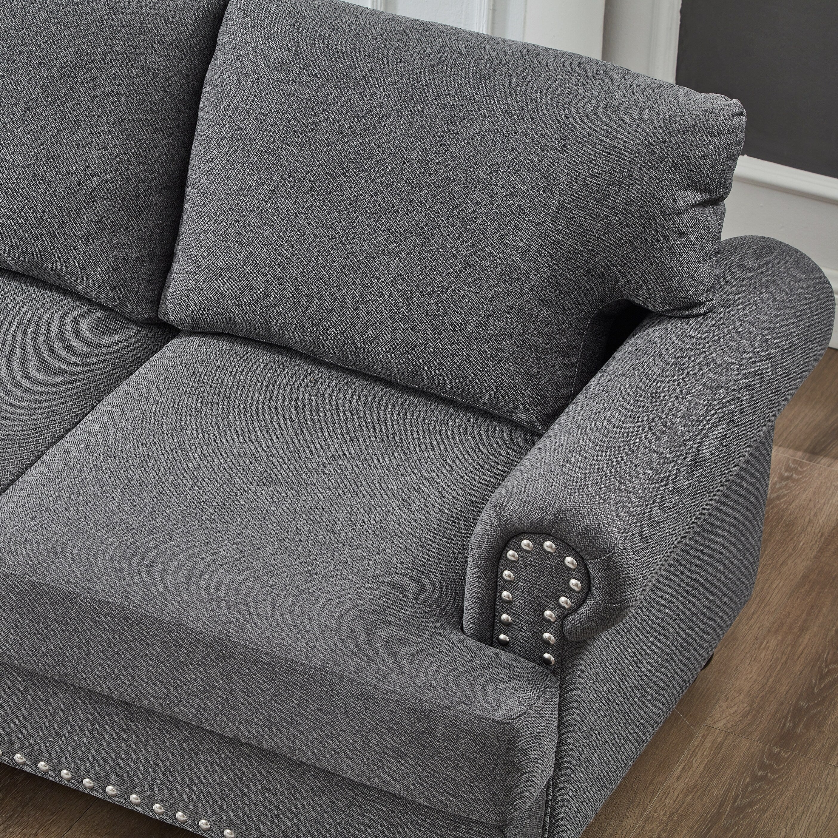 83 Classic Tufted Sofa - 3-Seater Fabric Couch with Nailhead Trim, Polyester Upholstery & Solid Wood Frame for Living Room